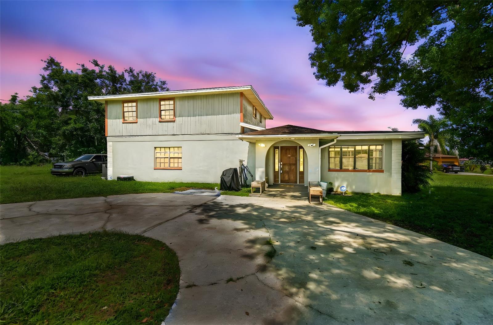 Under contract-accepting backup offers. Welcome to this charming 4-bedroom, 2-bath home situated on a generous 1.49-acre lot with no HOA/CDD, NO FLOOD ZONE, offering the perfect blend of privacy, space, and convenience. Whether you're an investor or a buyer with a vision, this property presents an incredible opportunity.
The home features a brand-new roof (2024), a newly replaced well pump, and a septic system that was serviced in 2024. The AC units are in great condition, downstairs unit is 4 years old, and the upstairs unit is 8 years old. With solid bones and just a bit of TLC, this home is full of potential. Inside, you'll find spacious bedrooms, including two with walk-in closets, and beautiful wood flooring throughout the entire second floor and some parts of the first floor. The dining area is bright and inviting, thanks to skylight windows. Additional features include a one car garage and a beautiful circular driveway that adds to the home's curb appeal.
The expansive 1.49-acre lot offers more than enough space for additional structures, outdoor entertainment, or storing recreational vehicles like boats, RVs, or motorcycles.
Conveniently located near I-75 with quick access to Tampa (just 18 minutes away), this home offers a rare combination of accessibility and peaceful living. Schedule your showing today and discover the potential this property holds.