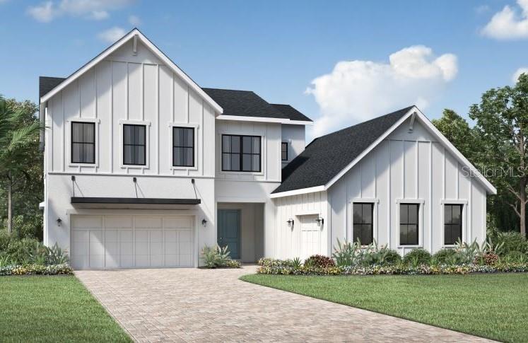 Under Construction. Deluxe elegance in a stunning pool home. The Marsanne's welcoming covered entry with double doors opens onto the inviting foyer, and views to the spacious great room, casual dining area, and desirable covered lanai beyond. The well-designed gourmet kitchen is equipped with a large center island with breakfast bar, plenty of counter and cabinet space, and ample walk-in pantry. The delightful primary bedroom suite is enhanced by dual walk-in closets and deluxe primary bath with dual-sink vanity, large soaking tub, luxe shower, and private water closet. Central to a generous loft, secondary bedrooms feature sizable closets, one with private bath, the other with shared hall bath. Additional highlights include a desirable first floor bedroom suite with walk-in closet and private bath, versatile flex room off the foyer, convenient powder room, centrally located laundry, and additional storage. This home is being built with 5 bedrooms and has bonus room in addition to loft, perfect for a large family!