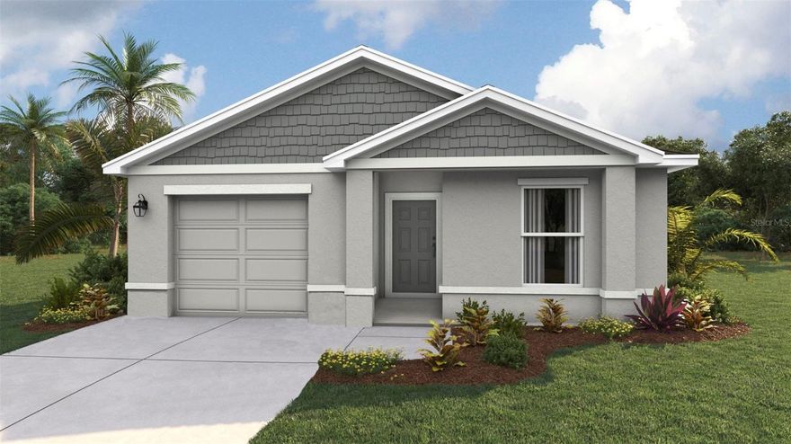 Under Construction. Receive up to $15,000 towards closing costs with the use of our preferred lender - Now through Sunday, May 31st.
The Greenbriar is a thoughtfully designed 3-bedroom, 2-bathroom single-family home that blends comfort and functionality, making it an ideal choice for families of all sizes. From the moment you step inside, you’re welcomed by an inviting layout that maximizes space. At the heart of the home, a well-appointed kitchen seamlessly flows into the spacious Great Room, creating the perfect setting for family gatherings or casual meals. Just beyond, large sliding doors lead to the outdoor patio, extending your living space. The Master Bedroom is thoughtfully tucked away at the rear of the home, offering a quiet and peaceful escape. With its en-suite bathroom and walk-in closet, this space provides both comfort and privacy. This community offers resort-style living with amenities for everyone, including a sparkling pool, fitness room, playground, dog park, and both pickleball and tennis courts. Residents can also enjoy friendly competition at the beach volleyball and basketball courts, creating the perfect blend of relaxation and recreation.