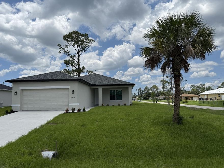Available immediately for annual rent in North Port, this brand-new corner lot home built in 2025 has never been lived in. It features three bedrooms , two bathrooms and nearly 1,650 square feet of living space. The open-concept design includes a spacious kitchen with island, perfect for entertaining. Situated on a 11,000-square-foot lot, the property offers ample outdoor space while being conveniently located near I-75. Additional features include a laundry closet, and a two-car attached garage. Credit and background checks are required. Pets are considered on a case-by-case basis.