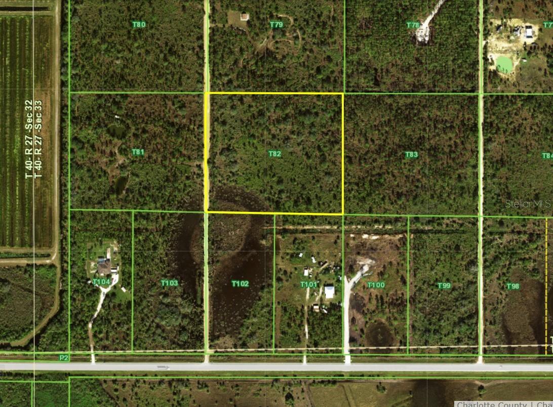"Slumber Oaks" is a 10 acre property consisting of a roughly 660 foot square property located in eastern Charlotte County just off SR-74 in Golden Ranches Subdivision. This is absolutely one of the "Best or Nicest Properties of its size along SR74 that is zoned Agriculture and for sale now. This is the first time in many years this property has been offered for sale. One of the great benefits of this offer is the location of SR74, which can provide you with quick access to the east or west coast, Naples, Sarasota, Orlando and beyond. Shopping and drug store are either in Punta Gorda at US17, in Arcadia at SR70 or in Fort Myers at SR78. The drive is only about 30 minutes either way. The land consists of scattered pines and oaks along with a few cabbage trees making it a perfect location to enjoy the east county prairie life. The area has an abundance of wild game especially turkey, deer and hog. The neighboring ranches raise row crops, citrus, etc. which draws the native life to the general area. A packing house west of the property can attest to vegetables being quite an attraction of wildlife. Nearby are State of Florida game preserves, reservation of lands for all types of recreation including bicycling, hiking and fishing and hunting. One access point is just west of the property on the south side of SR74. The drainage is toward the south. There is 660 ft. of road frontage on Eugene Drive, a private marl road. The soils are Pineda fine sands and a small parcel of Winder fine sand. The Pineda is a good soil for cattle or crops. The area consists of small farms, groves, ranchettes & undeveloped parcels owned by mostly out of state property owners. There are no deed restrictions. The only limitations are prescribed by the AG zoning which permits all uses under the description & low density residential or one home per parcel. There is an electric service south of the property on SR74 and north of the property on Eugene. The elevation is about 58-59 ft. elevation. Septic & well required. The sunrises & sunsets are most scenic here as well as the nighttime view of the stars & the lights to the southwest at Fort Myers. This property is on the high plain prairie of eastern Charlotte Co. There are scattered trees across the property.