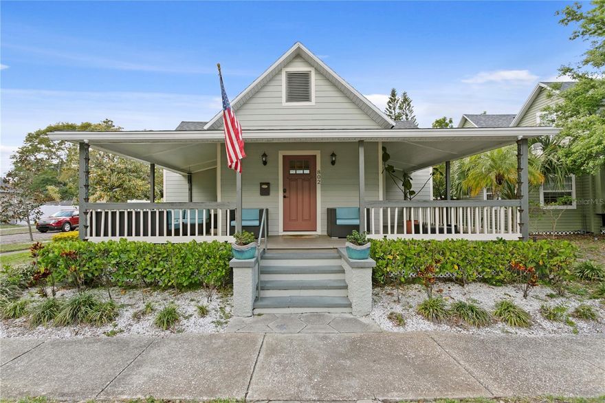Once-in-a-lifetime opportunity for the savvy homeowner or part-time resident who is looking for a property that will produce income and help offset the costs! This beautiful bungalow in Historic Uptown offers endless potential and features a picture-perfect wraparound front porch. Before we get lost in the allure, let's cover the basics. This property consists of the main home (3 bed 2 baths), a detached 4-car garage with individual stalls, 3 apartments (2 rentals and one owner suite), and 4 city licenses for rental income! The renovated main house consists of an open floor plan with high coffered ceilings and very generous living spaces and storage throughout. Gorgeous wood floors, a front entry space, a living room, a dining area, a chef's dream kitchen with an apron sink, and a large island with bar seating.  The primary bedroom with a walk-in closet, en-suite bathroom with dual sinks, a walk-in shower, and comes equipped with your very own personal infrared sauna! The two remaining bedrooms are good in size and share an updated full bathroom. The side yard accessible off of the kitchen through the laundry room is a great space to enjoy a lazy afternoon or grillout. French doors off of the primary also lead to the backyard. An 8 kW solar system was installed in 2019, offering significant savings and an average electric bill of $57 a month. This unique property offers the safety net of income-producing opportunities. 4 car garage stalls can be used for storage, an at-home gym, one even has climate control and a bathroom with a shower! Possibilities are endless, perfect for the car/motorcycle enthusiast , keeping collectables safe and secure. Above the garages are two charming (1bed/1bath) rental units with a history of longstanding quality professional tenants. The two apartments are mirror images of each other, with a charming shared front porch, updated bathrooms, and full kitchens. There is also a converted upstairs attic that has an updated full bathroom and kitchen loft-style space, perfect for a guest space or office (currently not a legal rental). Additionally, there is boat/RV parking on the side of the garages a truly rare find this close to Downtown.  This property has been meticulously maintained and upgraded over the years. The fenced-in yard gives privacy on this corner lot with alley access to the garages. One block from Round Lake Park, just five blocks from Crescent Lake Park, with its dog parks, tennis courts, and pickleball courts. 2.5 Miles to downtown St Petersburg. Convenient location to many local shops, breweries, coffee shops, and so much more. A rare find on the St. Petersburg residential income market, and your opportunity to own a part of historic St. Petersburg.  Whether you’re a young professional looking to offset your mortgage, a part-time resident wanting a property that works for you while you’re away, or an investor seeking a turnkey income setup, this is a rare find in St. Pete’s residential income market.