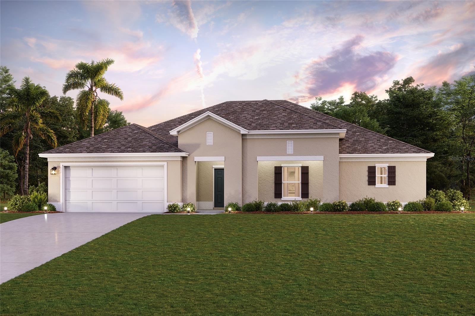 Under Construction. Elevate your lifestyle with this exquisite new construction home found in the Royal Highlands area! Step into this single-story gem with an open-concept layout featuring a welcoming foyer, spacious Great Room, dining area, and modern kitchen with granite countertops and stainless-steel appliances. The primary suite includes a private bath, dual vanity sinks, and a generous walk-in closet. With three additional bedrooms, there's ample space for guests or a home office. This desirable floor plan also offers a laundry room, covered patio, and 2-car garage. Discover comfort and style in your new home! No HOA!