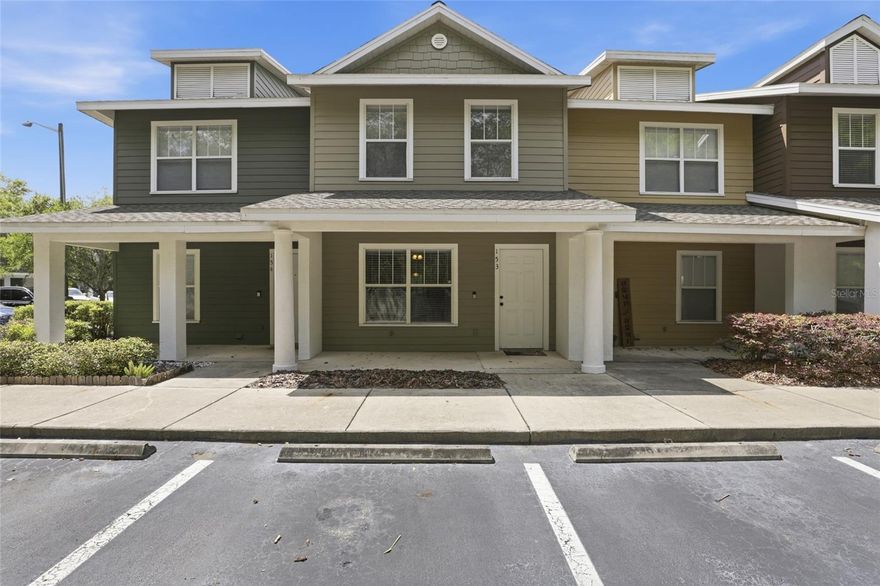 Welcome to Hailey Gardens where comfort and convenience come together in Gainesville. This 2 bedroom, 2.5 bath condo features two spacious primary suites upstairs, each with its own private bath, along with luxury vinyl plank flooring throughout the upper level for a clean, modern feel. Downstairs offers a comfortable living room with a pass-through window to the kitchen, along with a separate kitchen space featuring a pantry and in-unit washer and dryer. A convenient half bath is also located on the main level for guests. Step outside to enjoy both a covered front porch and a screened back porch perfect for relaxing at any time of day. The HOA fee covers exterior maintenance, insurance, and trash pickup for added ease of ownership. Located on a bus route and just minutes from the University of Florida, shopping, and dining whether you’re buying for yourself or your portfolio, this one just makes sense.