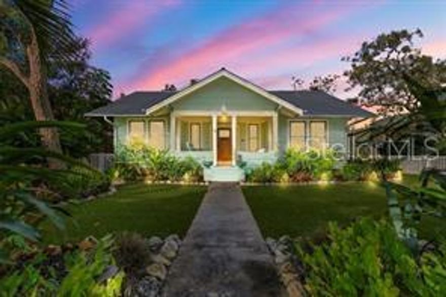 Come view this charming historical downtown renovated 2 story adorable furnished home. This property in located in the heart of Laurel Park on an oversized fenced corner lot. This house has so much charm with a modern farm flare in all light colorings. The master bedroom is upstairs with vaulted ceiling, outside balcony that views the back court yard. The master bathroom has all been redone with over sized walk in tile shower, double sink counter and a jetted tub. All other bedrooms and den are downstairs. The kitchen is beaming with natural light, stone island with stools, built in corner bench with wood table. Lots of light color real wood cabinets with glass accent, gas range, and dry coffee bar. The surrounding outside is full of Florida tropical plantings, cute cottage front porch with a swing, huge back deck that views the fire pit gathering area and a side yard putting green for fun. Best location Downtown Sarasota for walking, Enjoy strolls along the waterfront, maria Jacks and park and Botanical Gardens.