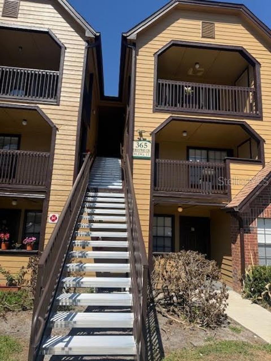 This cute 3rd floor one bedroom condo is conveniently located near I-4, Altamonte Springs Mall, shopping and hospitals. A secure gated community that offers a lakefront clubhouse, 2 private pools, jacuzzi, fitness center, tennis courts, beach volleyball and picnic areas. Inside, the property was renovated 1 year ago with new paint, carpets, fans, lights and blinds. All appliances and washer and dryer are included. The fireplace is electric and you'll have plenty of space in the storage room in the balcony. HOA includes water, sewer, trash valet service 5 days per week, pest control and the maintenance of all of the common areas in included.