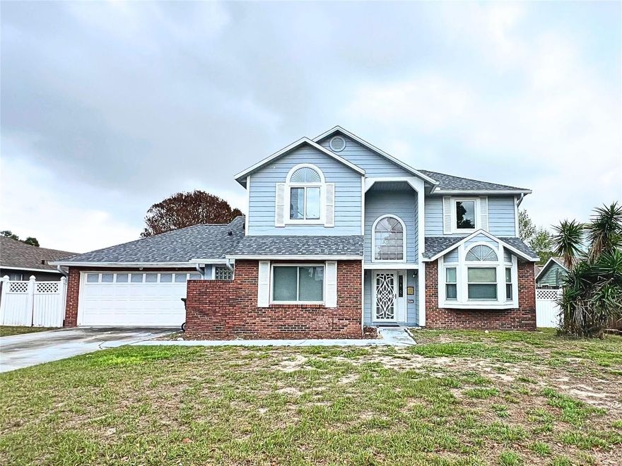 Spacious 5-bedroom, 3.5-bath pool home with 2-car garage and fully fenced yard! This two-story home offers a functional layout with multiple living areas and two first-floor master suites. The kitchen and main living spaces provide great flow for everyday living and entertaining. Enjoy a screened-in pool and private backyard—perfect for relaxing or hosting gatherings. Additional features include a storage shed and ample interior space with potential for updates or personalization. Conveniently located near shopping, dining, and major roadways. Great opportunity for homeowners or investors seeking space, value, and versatility!