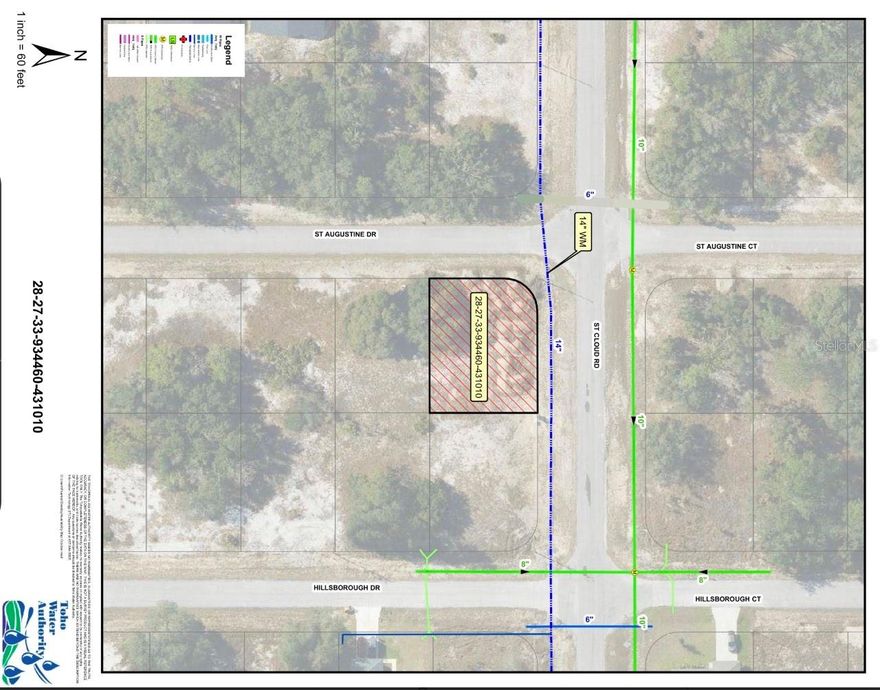 CORNER LOT, MOSTLY CLEARED, MAIN WATER LINE INSTALLED, in Poinciana Village on St Augustine Ct and St Cloud Rd. It’s zoned PUD for a single-family home, NO FLOOD ZONE, and has paved road access with utilities nearby. Owners in the Association of Poinciana Villages get access to the fitness center, multiple community pools, parks, playgrounds, sports fields, sand volleyball, a dog park, and the community/event centers. Bulk cable and internet are included. Solid lot for building or investing. Buyers should verify utilities and building requirements.