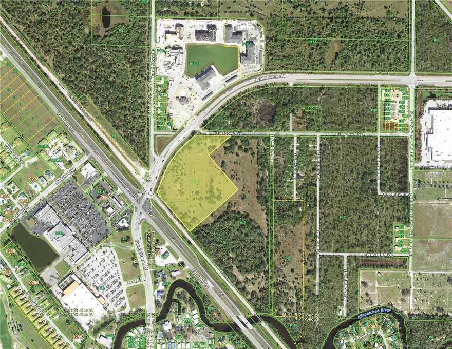 Highly desirable 12 Acres at the corner of Jones Loop Road and US 41 (Tamiami Trail) zoned Highway Commercial within the City limits of Punta Gorda which allows for multiple uses. The site is just West of the Jones Loop/I-75 Interchange Exit, near Walmart Super Center, Aldi Supermarket, Home Depot, as well as a new retail mall, Punta Gorda Station, which is currently under construction and includes confirmed leases for Panera Bread, Chick-fil-A, Chipotle, Aspen Dental, Mattress Warehouse and America's Best. Within the area there will also be upwards of 665 residential homes nearby after D.R. Horton completes their two developments that are currently under construction.