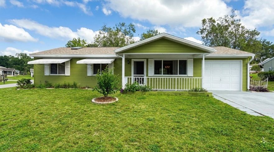 Welcome to this beautifully maintained 2-bedroom, 2-bath home that is perfectly situated in one of the area’s most desirable 55+ communities. Set on a large corner lot, this home offers both comfort and convenience. Step inside to find a bright and open layout featuring a finished lanai, ideal for relaxing or entertaining. The master suite boasts a huge walk-in closet, a private bath with a walk-in shower, and a separate vanity area. The kitchen includes newer appliances, and the owner reports the HVAC and roof were both replaced in 2022, giving you peace of mind. Enjoy resort-style living with access to a clubhouse, fitness centers, multiple community pools, and endless activities. Conveniently located just off the Hwy 200 corridor, you’ll be close to top medical facilities, shopping, dining, and entertainment.