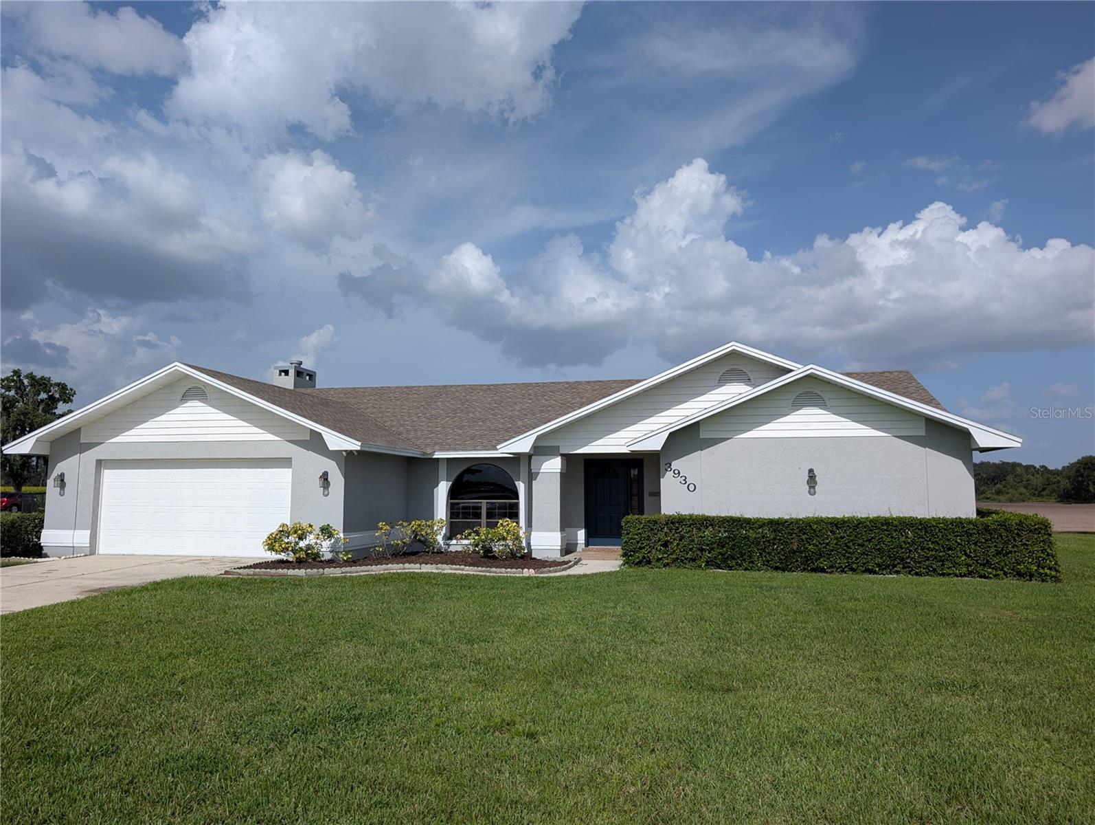 Beautiful executive home in a serene farm setting, surrounded by strawberry fields. This spacious four-bedroom, two-bathroom, almost 2500 square foot ranch-style home in north Plant City is conveniently located in a rural area away from traffic and congestion but with easy access to all major highways and interstates. This home was plucked right out of a high-end, gated, HOA community with NO HOA! It features brand new luxury vinyl plank flooring, new paint, and a fantastic open and split floorplan. The spacious kitchen features lots of counter space with bar eating space as well as a nook for a breakfast table. The family room has a beautiful wood-burning fireplace with an earthen brick hearth. Entertain guests in multiple spaces with a formal living room, formal dining room, family room and a large, covered back porch. Outside the property has a lush St Augustine lawn watered with an automatic irrigation system, a partially fenced back yard perfect for pets, and wonderful views of the strawberry fields.