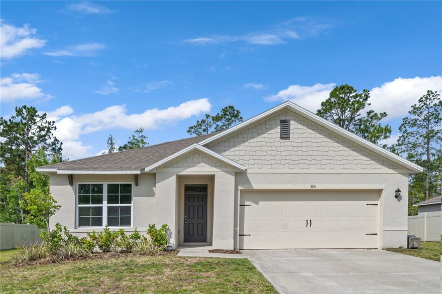 Don’t miss your chance to see this beautiful 2022-built 3-bedroom, 2-bath home in the Pinelands community! From the moment you walk through the door, you’ll love the thoughtful layout, bright natural light, and unique curved archways that add character and charm throughout. The sleek kitchen features ample cabinetry, stainless steel appliances, a pantry, and a separate island - perfect for meal prep, entertaining, and everyday living. The kitchen opens to the spacious living room, keeping everyone connected. After a long day, retreat to the private master suite featuring his-and-her sinks, a walk-in closet, and a separate water closet. This home also offers a split floor plan, interior laundry room, and a 2-car garage. Step outside to the covered back porch, perfect for relaxing and enjoying the Florida sunshine. Plus, enjoy the added bonus of a community pool, schedule your showing today and come see why this one truly stands out!