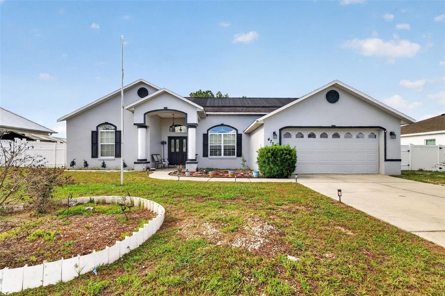 Welcome to a home that checks every box — and then hands you a bonus lot just to make sure. Sitting on not one, but two lots, this striking stucco beauty gives you the breathing room Florida living was made for. Whether you're dreaming of a workshop, RV parking, a garden, or simply the luxury of space between you and your neighbors — it's already yours. This home comes with an RV hookup and a garage with an AC already waiting for you. Step through the welcoming entrance with a beautiful glass door, into a foyer that sets the tone: high ceilings, natural light, and a layout that just flows. The home carries classic Florida elegance throughout, with neutral tile floors, arched architectural details, and a warmth that makes it feel like home from the moment you walk in. But let's talk about the real showstopper — the screened-in pool. In Central Florida, a pool isn't a luxury, it's a lifestyle. And with a full screen enclosure, you get all the fun without the Florida "extras" (bugs, leaves, you know the ones). Whether it's a Saturday splash or a quiet evening float under the stars, this backyard has you covered — literally. A covered front sitting porch perfect for morning coffee, a 2-car garage, and a neighborhood that's growing in all the right ways — and you've got a property that's as smart of an investment as it is a joy to live in. Space. Style. A pool. And a bonus lot. This one won't last — schedule your showing today.
Highlights to note: Newer AC, Garage AC, RV hookup, Newer appliances, Oversized lot, Newer pool pump, New screens around pool, Split bedroom plan, Primary walk-in closet.