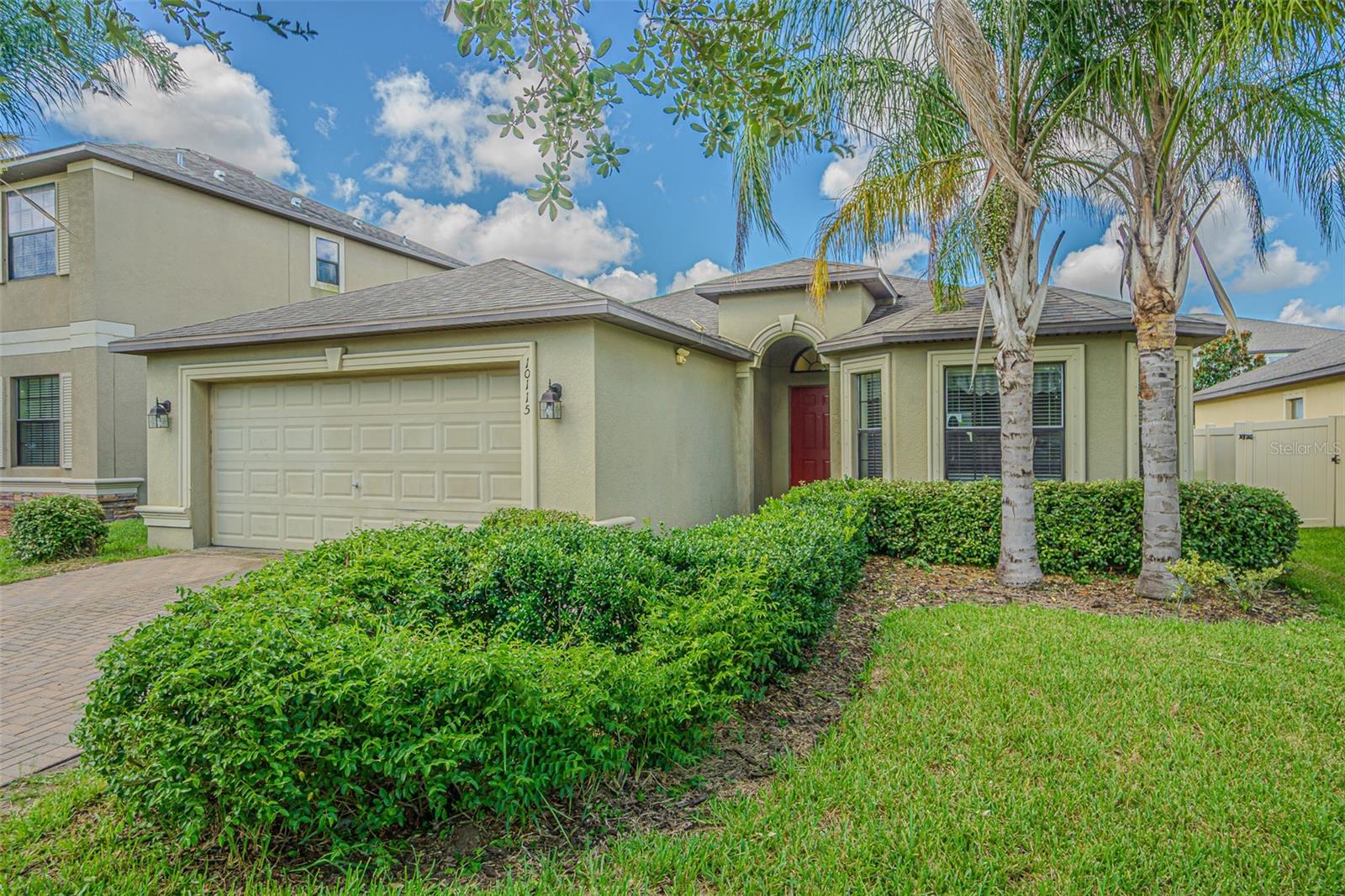 3 BR 2 BA Lennar, Oakmont model, single family home, in the highly desirable Belmont community! Located on a large lot, the gorgeous paver driveway, beautiful landscaping, and the elegant Oakmont style elevation create stunning curb appeal. The rear of the home has a large screened porch for enjoying your morning coffee or evening cocktails, keeping out pesky bugs. The back yard has ample space for entertainment and play with a vinyl fence on 2 of 3 sides. Equipped with solar panels, the owner is actually paid by the electric company for the additional energy produced.I nside, you have a great open layout. Enter through a well proportioned tiled foyer, your grand eat-in kitchen is to the right and has tile floors, solid wood cabinets, granite counter tops, stainless steel appliances, a very large pantry, and a beautiful bay window surrounding the dining area. To your left are 2 generous sized bedrooms with large closets (1 is a walk in) and the guest bathroom with tub/shower combo, solid wood cabinets, granite counter tops and tile floors, all connected by a hallway that includes an oversized linen/storage closet. From the foyer, straight through is the huge living room featuring counter seating at the kitchen bar and oversized glass sliders leading out to the screened porch. At the rear of the home is the master bedroom with ensuite and walk in closet. The community offers the best in amenities, featuring a resort-style pool, fitness center, playgrounds, walking trails, a dog park, tennis courts, and a clubhouse. This is a great home in a great community and is priced to sell! Don't wait, book your appointment to see this beauty now!