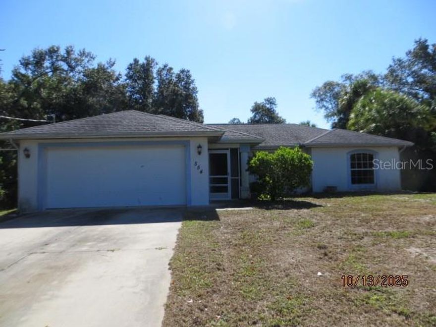 This 3-bedroom/2-bath home is situated on nearly a 1/4 acre lot surrounded by mature trees.  It features a split floor plan and a screened-in patio.  It is in the growing North Port community - close to shopping, dining, entertainment, golf courses and sports facilities.  It's just a short drive to SW Florida's beautiful beaches.  HUD Case 093-593261, FHA insurability is IE, insurable with an escrow.  All properties are sold "as is" without any warranty or guaranty by the seller.  HUD will not make any repairs.