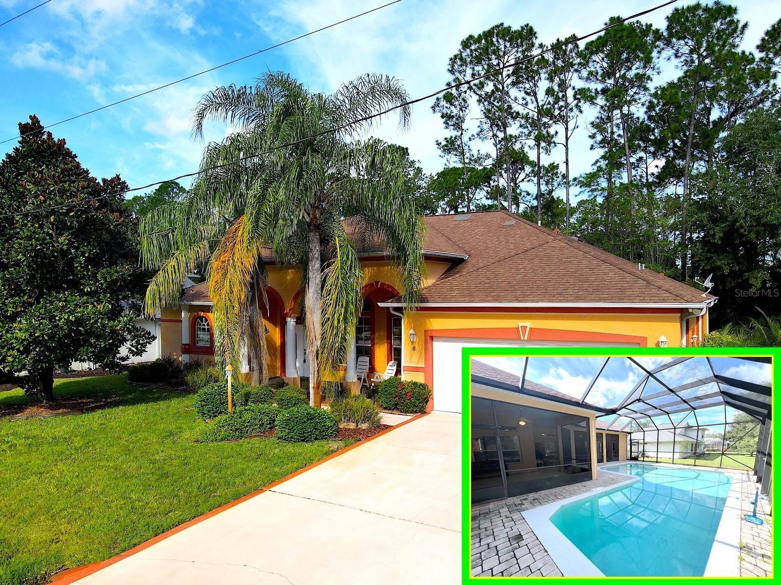 Spacious 3 Bed 3 Bath Partially Furnished POOL HOME with 2 Car Garage backing up to Cypress Knoll Golf Course in the E section of Palm Coast. Enter the gorgeous double door entry and be immediately impressed with the volume ceiling height, crown molding, rounded corner drywall, coordinating tile and carpeting and many architectural elements such as designed windows, decorative columns and tray ceilings. A wonderfully though out floor plan and abundant natural light makes this home an entertainers dream with both formal and informal areas, a large screened lanai that includes full outdoor bathroom and a generously sized backyard. A large kitchen with nice countertops, custom cabinetry with a large walk in pantry. Split floor plan and many more upgrades. Excellent location situates this home close to shopping, entertainment, restaurants, parks, town center, and everything Palm Coast offers. Easy access to the local beaches via main roadways. Speedy commute to both Daytona and Jacksonville via I95. PARTIALLY FURNISHED, LAWN CARE & POOL CARE Included in Rent! Apply Today LBTR#13922