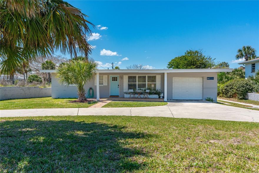 INVESTOR ALERT!!! This beautiful, fully furnished, 2 bedroom, (with bonus room), 1.5 bath concrete block home is an income producer and is currently being used as a short-term rental. No expense was sparred when this home was remodeled! Full kitchen remodel - $18,000; main bathroom remodel - $13,000; guest bathroom remodel - $4,000; helical piles and poly - $17,000; new water heater, new light fixtures, new fans, electrical and plumbing updates, fresh paint, barn doors, etc - $13,000. Gorgeous hardwood floors. Steps from the beach, between the ocean and the rive. Beachside living in an updated home with NO HOA!!!