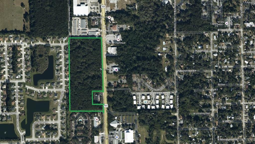Mixed Use -Store ,Office, Residential . Also included is Parcel 7007-00-00-0047 7.85 acres for a total of 14.73 acres. Will sell parcels separately. High Traffic Area with C-2 zoning in the city limits of DeLand Great Location. Buyer to do own due diligence and consult with City of DeLand for allowed uses and restrictions
