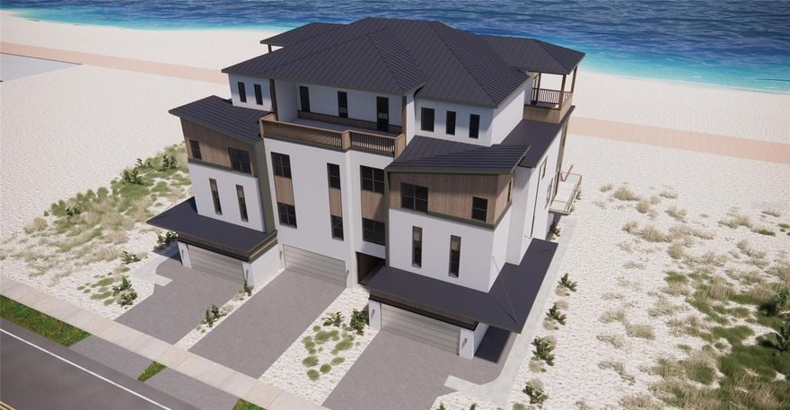 Pre-Construction. To be built. If you're seeking the pinnacle of luxury in New Smyrna Beach, your search ends here. These unique and modern estate villas are unlike anything else in NSB. Each four-story villa includes a private elevator for exclusive access from your two-car garage to all floors. Each unit boasts a private pool and hot tub, a gated entrance, soaring 12-foot ceilings, elegant 8-foot doors, crown molding, and stylish tile throughout (no carpet). The highest quality cabinets and finishes, multiple balconies, and a versatile ground floor living area that can be customized as guest quarters, a game room, or a personal gym add to the allure. Constructed with the finest materials, these villas feature impact windows, generators, top-of-the-line natural gas appliances, and private beach access, plus many other high-end features. All information is intended to be accurate, however not guaranteed.