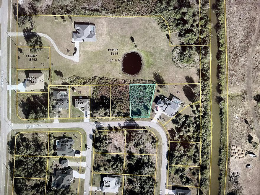 NOT FLOOD ZONE!Build your dream home on this residential single family lot backs up to 4 acres property in a quiet area of North Port, Sarasota County. This lot is convenient to new shopping areas and restaurants, yet far enough away that you won’t be bothered with all the hubbub. It is convenient I75 and US 41 so you have easy access to area beaches, golf courses, fishing and boating locations. No deed restrictions.