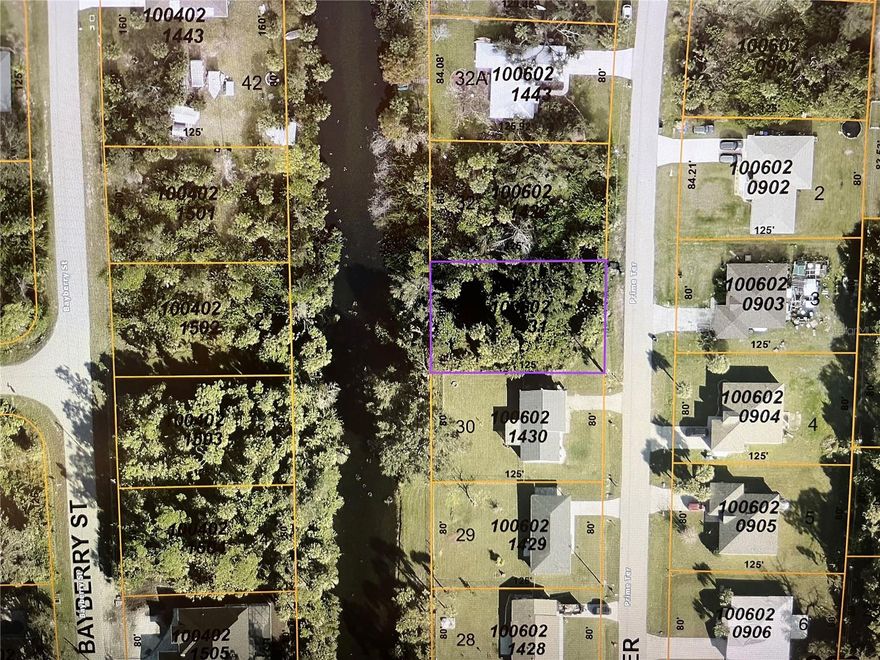 This residential lot has a nice waterfront view in a quiet neighborhood located in the young and growing North Port, one of the most popular locations to live.There are no deed restrictions or HOA fees.  Excellent location, peaceful neighborhood, minutes from WARM MINERAL SPRINGS and I-75 & Tamiami Trail!  Convenient to Florida’s best beaches, golfing, public boat ramps, marinas, shopping, physicians, water park, Atlanta Braves Spring Training Stadium, Historic Riverfront Downtown Punta Gorda & Fishermen’s Village, and a short drive to Sanibel, Venice, Fort Myers, and Boca Grande, etc.  All information is deemed reliable, but not guaranteed; buyer to confirm all.
