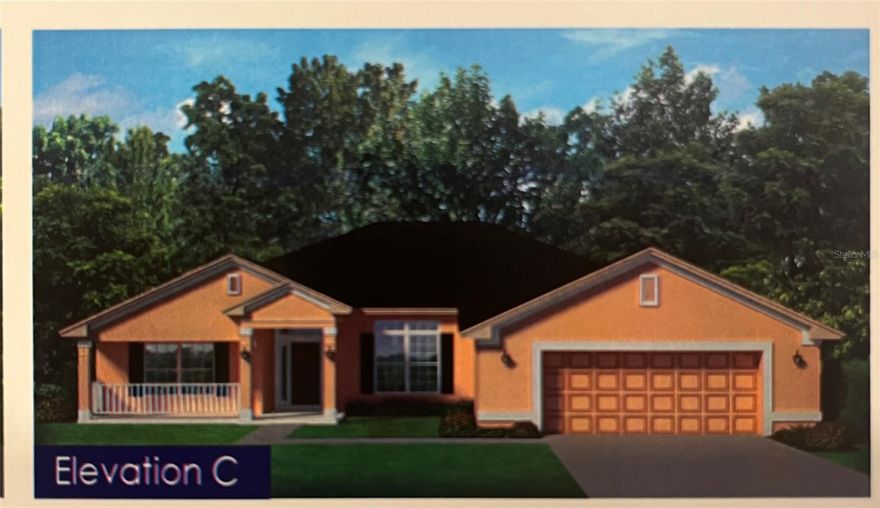 Under Construction. NEW BLOCK CONSTRUCTION HOME ON A .98 ACRE LOT WITH NO HOA ZONED A1. This 2500 Sq Ft, C elevation with a front porch, 4-3 home comes with a side entry garage, stone accents and irrigation. The interior features ceramic tile in the living areas and soft carpet in the bedrooms. The living room has double doors installed enabling it to be used for an office or a guest bedroom.  The kitchen has stainless appliances, (range, dishwasher and microwave), with upgraded cabinets and granite countertops that carry over into the bathrooms. The master bedroom has a tray ceiling with crown moldings and in the master bath, we have a garden tub with a separate tiled shower . The lanai has three doors with one door leading to a guest bathroom. A nice feature if a pool is installed. This Home comes with a 1-year builders' warranty and a 10 year structural warranty. Pictures are from a similar model in another community. Colors will vary.