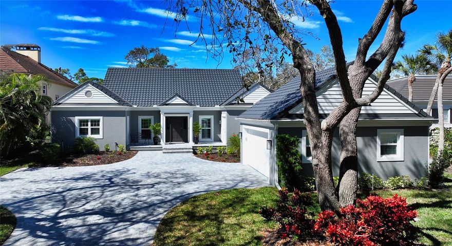 Splendid is in the details of this lovely three bedroom, three bath, move in ready home in The Oaks Preserve. No need to be concerned with remodeling, as this wonderful home underwent a total and complete interior and exterior renovation in 2023. This special property meets the demands of today’s discriminating buyer with a spacious chef’s gourmet kitchen featuring top of the line stainless appliances, a large prep island, Cambria quartz countertops, and an open concept for ease in entertaining. 
The family/gathering room is large enough for dual seating areas, and there are three sets of French doors opening to the lanai overlooking the nature preserve. The dining room is adjacent to the kitchen, and there is a separate wet bar for convenience. The primary bedroom features a custom bay window with a built in bench for storage and the large en suite bath has a separate tub and shower, dual vanities and a skylight for natural light. All bedrooms have large windows either overlooking the preserve, or providing natural light, and there are custom plantation shutters throughout. The large newly installed  lanai has brick pavers and there is plenty of room to dine al fresco. Impact resistant high performance windows meet the requirements of today’s insurance companies, and the new roof (2021) meets all codes. The two car garage has a sealed epoxy floor and built ins for plenty of storage. There are numerous additional features if you are looking for a maintenance free home to enjoy for years to come.
Bishops Court in The Oaks Preserve is a 24 hour guard gated community where you can stroll the entire tree lined, canopied neighborhood.  Residents walk and bike ride, and the community pool is across from this home, so no need to worry about maintaining a pool, just swim and enjoy.  The Oaks Preserve also offers many activities by being a member of The Oaks Club, featuring two 18 hole championship golf courses, 12 Har Tru lighted tennis courts, pickleball courts, a croquet lawn, a variety of dining options from casual to gourmet, men’s and women’s clubs, and an abundance of social activities year round. A brand new casual grill room featuring outdoor seating is scheduled to open summer 2024. Membership is required, either social or golf. The Oaks Club is a Platinum Club of America, Emerald Club of the World and Elite Distinguished Club of the World, and is minutes to Sarasota’s award winning beaches, downtown’s cultural arts, and shopping.