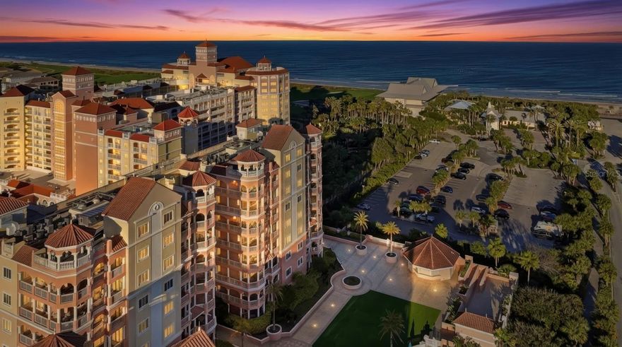 Positioned on the 8th-floor - top level South Tower, this residence offers a rare vantage point at Hammock Beach Resort, where panoramic ocean and golf course views unfold from nearly every angle. Spanning 2,246 square feet, the home blends thoughtful design with an elevated sense of privacy and openness that only a top-floor setting can provide.

A private elevator with direct access delivers you directly into the residence. Inside, the main living spaces and kitchen are finished with tile flooring, while the bedrooms feature luxury vinyl plank flooring for added comfort and durability. The kitchen is highlighted by stainless steel appliances, built-in wine refrigerator, granite countertops and tile backsplash making it equally suited for entertaining or unwinding after a day at the resort.

Step out onto your expansive balcony, where sweeping views stretch from the Atlantic Ocean across the fairways of the Ocean Course. Whether enjoying sunrise over the water, watching golfers move below, or simply taking in the open horizon, the outdoor space feels like an extension of the living area and offers a perspective few residences can match.

Each of the three bedrooms includes their own en-suite bath and walk in closets, while the primary boasts a tile walk in shower and large soaking tub, providing comfort and privacy for owners and guests, complemented by an additional half bath for convenience. With its top-floor position, direct elevator access, upgraded finishes, and commanding views, this South Tower residence offers a distinctive opportunity to experience Hammock Beach living at a higher level.

As a member of The Club at Hammock Beach, you’ll have access to a resort lifestyle few places can rival: multiple pools including a lazy river and waterslide, a world-class spa and fitness center, tennis and pickleball courts, two championship golf courses, and a selection of upscale dining experiences. Whether you choose to enjoy this residence as a year-round coastal home or place it in the highly successful Hammock Beach rental program, it offers both an enviable lifestyle and proven investment potential—all with the Atlantic as your backdrop.