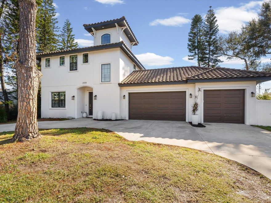 Luxury 2021-built home in Bel Mar, South Tampa, located in the highly sought-after Plant High, Roosevelt Elementary and Coleman middle School District. Stunning curb appeal with Spanish tile roof, circular driveway, and travertine entry. Features include wide-plank hardwood floors, 6” baseboards, recessed lighting, soaring ceilings, and an open-concept layout. Chef’s kitchen offers shaker cabinetry, quartz counters, coffered ceiling, walk-in pantry, and 10’ island. First-floor bedroom/office and pool bath. Outdoor living shines with resort-style pool, covered lanai, and full outdoor kitchen. Upstairs primary suite with custom walk-in closet and spa bath with soaking tub and frameless shower. All secondary bedrooms are en suite. Fenced yard, Rain Bird irrigation, two EV chargers, and premium finishes throughout. Walk to Bayshore Blvd to watch Gasparilla or on every day walk, walking distance to Publix, Michaels & Marshalls shopping plaza.  Near Hyde Park, Soho, Downtown Tampa, dining, and shopping.