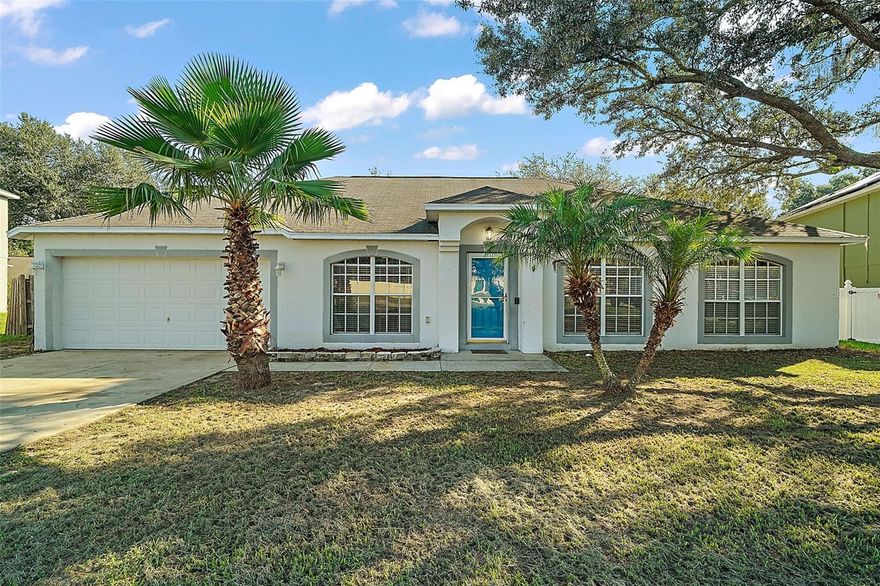 Welcome to this beautifully maintained and elegantly updated single-family home, perfectly located in a quiet, private subdivision, The Glen, known for its family-friendly atmosphere and unbeatable convenience. Nestled in one of the area’s most desirable neighborhoods, this home is just minutes from top-rated schools, major hospitals, shopping centers, dining options, and several charming local towns including The Villages. As you step inside, you'll immediately notice the inviting open-concept floor plan that creates a warm and airy atmosphere. The spacious living area flows seamlessly into the modern kitchen, which features ample cabinetry, updated appliances including a brand-new microwave, and generous counter space—perfect for preparing meals and hosting guests. Natural light pours in through large windows, enhancing the bright, cheerful ambiance and drawing your eye toward the sunny, private backyard—ideal for summer barbecues, playtime, or simply relaxing in your own outdoor retreat. The yard offers plenty of space for gardening, pets and entertaining. This move-in-ready home has been thoughtfully updated with a brand-new air conditioning system 2025, brand new carpet, new low-maintenance vinyl plank flooring throughout much of the home, ensuring both comfort and peace of mind. Additional features include ample storage space, a dedicated laundry area, and a two car garage. Don't miss the opportunity to own this well-appointed home in an unbeatable location. Schedule your private showing today and come see all that this wonderful home has.