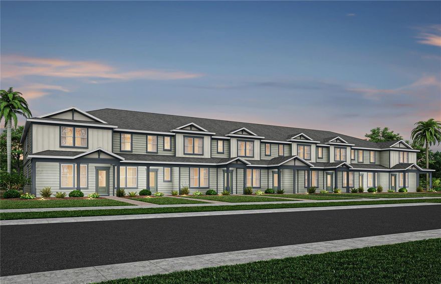 Welcome to The Cove at Nona Sound, a new construction luxury townhome community tucked off of Narcoossee Rd. This ideal location provides quick access to the shopping, dining & entertainment that Lake Nona is known for, while feeling away from it all. Enjoy community amenities, no CDD, and maintenance-free living in your beautiful new Lake Nona townhome.
Introducing the Dahlia interior unit townhome by Pulte, a new construction home that seamlessly combines luxury and convenience. This modern townhome features 3 bedrooms, 2 full bathrooms, a powder room, a loft, and a 2-car rear-facing garage, all complemented by our Move-In Ready appliance and window blinds package. The first floor is designed with entertaining in mind, offering an open-concept kitchen, café, and gathering room that flow together effortlessly. The chef-inspired kitchen is a highlight, featuring a large center island, a spacious storage pantry, Tilden White cabinetry, decorative tile backsplash, quartz countertops, and stainless-steel appliances, including a refrigerator and vented microwave. The first-floor powder room adds an extra layer of convenience for guests. The entire first floor, including the kitchen, café, gathering room, and powder room, is finished with elegant wood-look luxury vinyl plank for both style and easy maintenance. At the end of the day, escape to your private sanctuary on the second floor, complete with a cozy loft designed for relaxation. Also located on the second floor, the Owner’s Suite offers a spacious walk-in closet and a luxurious en suite bathroom with a double-sink, quartz-topped vanity and a frameless glass-enclosed shower. Two additional bedrooms, a secondary bathroom, and a linen closet for added storage are located on the opposite side of the floor, ensuring privacy and plenty of space. Soft, stain-resistant Shaw brand carpet adds comfort to the stairs and bedrooms, creating a cozy atmosphere throughout. In the bathrooms and laundry room, you’ll find beautiful tile. With thoughtful design, high-end finishes, and a focus on everyday convenience, the Dahlia townhome is a perfect blend of style and practicality, offering a truly elevated living experience.