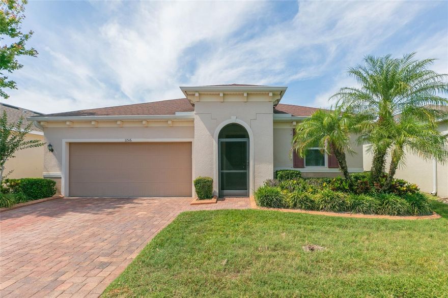 This 4-bedroom, 2-bath home sits on a desirable POND lot in the South Fork community! Featuring an open floorplan, the home is enhanced by tile flooring throughout, creating a seamless and cohesive feel. Large glass sliders fill the living space with natural light and provide easy indoor-outdoor living. The backyard oasis is complete with a fully fenced yard and a screened-in lanai, where plenty of time will be spent enjoying the peaceful water views. The kitchen features granite countertops with wrap around breakfast bar for seating, stainless steel appliances, recess lighting, and pantry. The primary bedroom is a true retreat with views of the pond, a large walk-in closet and ensuite with dual vanity sinks (complete with granite countertops!) a glass enclosed tile shower and separate soaking tub. The secondary bedrooms are tucked away from the primary bedroom, creating privacy for all. One of the bedrooms includes a Murphy bed, making it an ideal multi-purpose room to use as a home office and/or additional guest room. Updates include NEW Water Heater (2025). South Fork is conveniently located near restaurants, shopping, schools, and offers easy access to I-75, US 301 and US 41 for commuting into downtown Tampa, MacDill AirForce Base and so much more. South Fork also offers amenities including a resort style pool, clubhouse, playground, a dog park, sports courts, and sidewalks for jogging, walking, or bike rides.