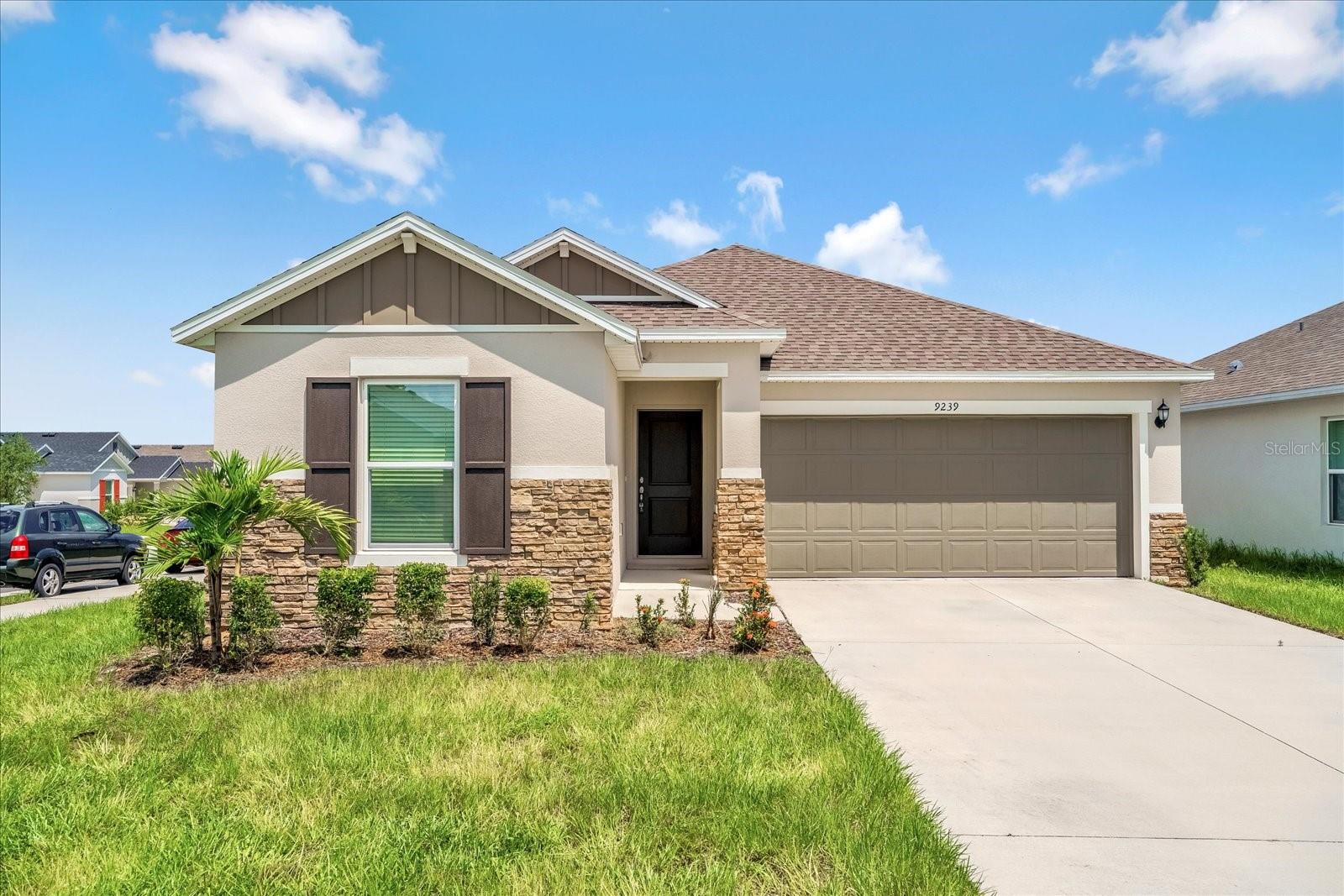 Just Built in 2024 – Elegant 3-Bedroom Home in BellaVIVA Near Disney with Modern Finishes
Welcome to this beautifully crafted 2024 single-story home located in the desirable BellaVIVA community, where timeless style meets everyday convenience. Designed for comfort, this home features an open-concept layout enhanced by stylish wood-look plank flooring, high-volume ceilings, and abundant natural light that fills the spacious living area.
The chef-inspired kitchen truly steals the show. It includes a central island, sleek 36” upper cabinetry, gleaming Silestone countertops, a premium Moen faucet, deep sink, and stainless steel appliances—perfect for entertaining or everyday meals.
Three generously sized bedrooms and two beautifully appointed bathrooms offer space for the whole family. At the front of the home, two secondary bedrooms share a full bath featuring a walk-in shower with modern finishes. The private primary suite is tucked away in the rear, offering a peaceful retreat with a large walk-in closet and a luxurious ensuite bath complete with dual sinks and a fully tiled walk-in shower.
Additional highlights include a convenient laundry room with direct access to the two-car garage, and a covered back patio—perfect for relaxing or dining al fresco.
Situated just minutes from the Disney parks, BellaVIVA offers a vibrant lifestyle with access to top-rated schools and exceptional amenities, including a resort-style swimming pool, green spaces, and scenic walking trails—all within a secure, family-friendly environment.
Experience the perfect blend of modern living and community charm—schedule your private tour today!