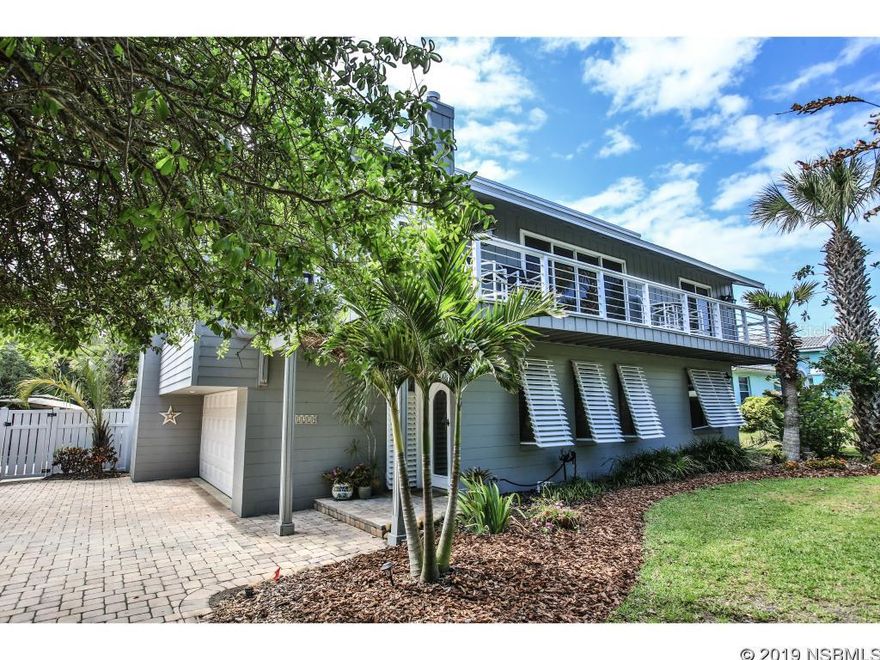 North beach paradise with picturesque outdoor living space directly across the street from the beach. This home is perfectly situated to enjoy ocean breezes from your east deck, and abundant entertaining space from the west deck to the huge backyard patio and pool. The second floor living space offers natural light from every corner. A bright open living room leads to french doors and huge Florida room or formal dining room on the left and kitchen on the right. The master bedroom and a second bedroom are on the 2nd floor, both with entry/exit to decks on either side. On the first floor there is a sitting room, leading to 2 more bedrooms. The 1st floor west bedroom has direct access to the shaded deck beside the pool. This home is perfectly setup for the entire family to enjoy. The white vinyl fenced backyard pool patio surrounded by lush green landscaping has many different levels and areas to entertain. The home offers ample privacy, a rare find in the beachside area. After soaking in the salt water pool, step behind a small gate to an outside shower with hot water. Ocean peaks are present certain times of year from the east deck depending on the dune vegetation directly across the street. A truly remarkable home and a desirable North Beach location. Located in an ideal X flood zone, new roof in 2017. Measurements are approximate. ;Water: City