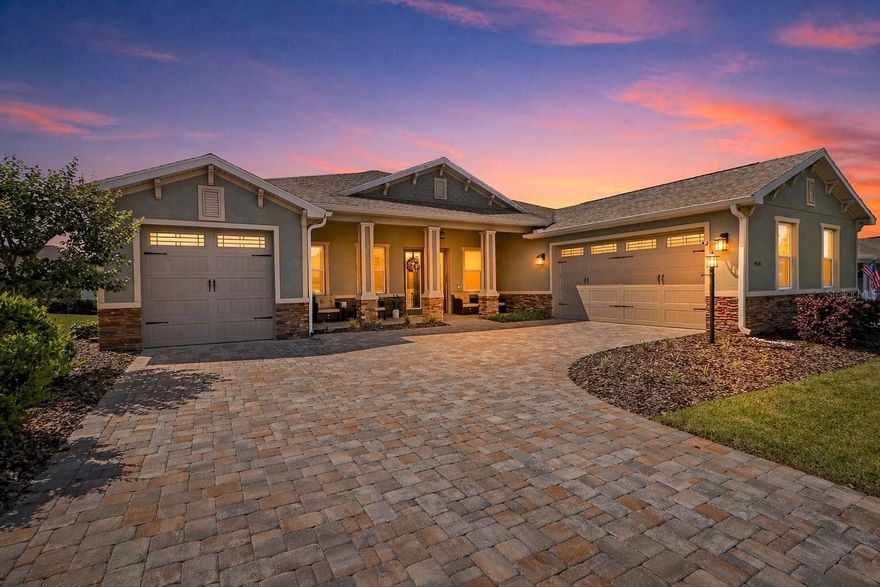 Fully Turnkey. Four years owned, four months lived in—  almost untouched and ready. —This is not a furnished home. This is a fully equipped life, handed to you on arrival.— Every room is staged with high-end furniture. Closets are stocked. Cabinets are filled. Cookware, linens, cleaning supplies, soap, shampoo—even toothbrushes—the kind of detail that takes months to accumulate. You walk in, you live. That is the entire proposition. — The home commands attention—Soaring Ceilings — Oversized Windows with Shutters throughout— $40,000 Builder Upgrade Ceramic Tiled Floors throughout—Two sets of French Doors that flood the space with natural light. The kitchen is further elevated with— Smart Refrigerator with Integrated Display (2023)—Double Wall Ovens— Commercial-Grade Cooktop—Vented Hood with built-in warming functionality —Granite Countertops— a Large Island and a Walk-in Pantry. The primary suite is generous by any standard—Dual Walk-in Closets—  En Suite Spa-style Bath with Dual Vanities and a decorative, Floor-to-Ceiling Tiled Shower with Built-in Bench. Secondary bedrooms follow the same standard—spacious and well-appointed. The office features a Murphy bed/desk, offering flexibility for guests or workspace. — The garage is oversized and built for real use. Comes with a separate Golf Cart Garage —Golf Cart can be sold to interested buyers! — Gutters with Guards (2024)— Smart Home with SimpliSafe Security System (2023)—The Screened Lanai is expansive, offering a Full Outdoor Furniture Suite, Fire Pit Table— Movable Bar—designed for entertaining. Even the front porch is furnished. —Additionally, A One-Year Home Warranty is also included, providing an extra layer of peace of mind alongside the home’s exceptional condition and minimal use. —Located within one of Central Florida’s most celebrated 55+ gated, resort-style communities—featuring golf, clubhouse, fitness center, trails, pickleball, tennis, pools, dog park, dining, and a full social calendar that needs its own calendar. Golf-cart access to groceries, dining, and nearby amenities— Ideal for full-time living or a low-maintenance seasonal retreat— A true move-in-ready home with exceptional value in convenience, scale, and lifestyle.