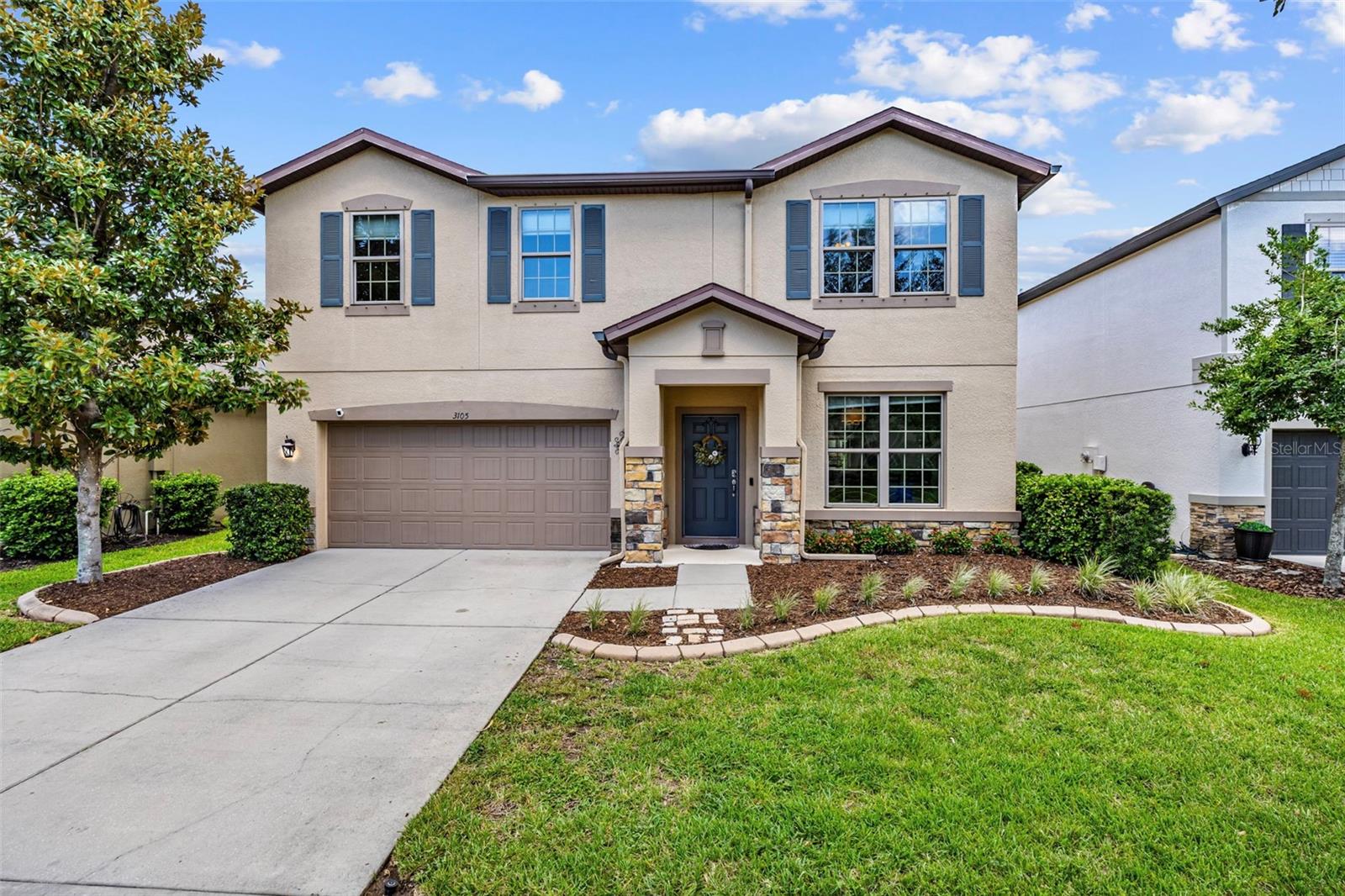 Welcome to your dream home in the highly desirable gated community of Stonebrier! This immaculate 5-bedroom, 3-bathroom home also includes a private office, spacious bonus room, and over 2,600 square feet of well-designed living space, offering the perfect blend of comfort and functionality. Built in 2014 and showcasing true pride of ownership, this residence sits on a gorgeous lot with scenic views, a fenced backyard, and lush, manicured landscaping. Step inside to discover a bright, open floor plan with rich hardwood floors, and a chef-inspired kitchen featuring 42" staggered cabinets with crown molding, granite countertops, and an oversized island perfect for hosting and daily living.
Enjoy the convenience of a custom mudroom with built-in bench and cabinetry, ceiling fans throughout, fresh exterior paint, and a large screened-in lanai with an extended paver patio—ideal for entertaining or relaxing in privacy. Additional features include hurricane shutters, landscape curbing, a two-car garage with excellent storage, and front and rear irrigation systems to keep your outdoor spaces looking their best. This home is truly move-in ready with thoughtful upgrades throughout. Stonebrier offers residents access to resort-style amenities, including a pool with slide, fitness center, basketball courts, sports fields, and playgrounds—all in a top-rated school district (McKitrick Elementary, Martinez Middle, and Steinbrenner High). Conveniently located near shopping, dining, parks, healthcare, and major highways, this home offers the lifestyle you’ve been waiting for. Come experience it for yourself—schedule your private tour today!
