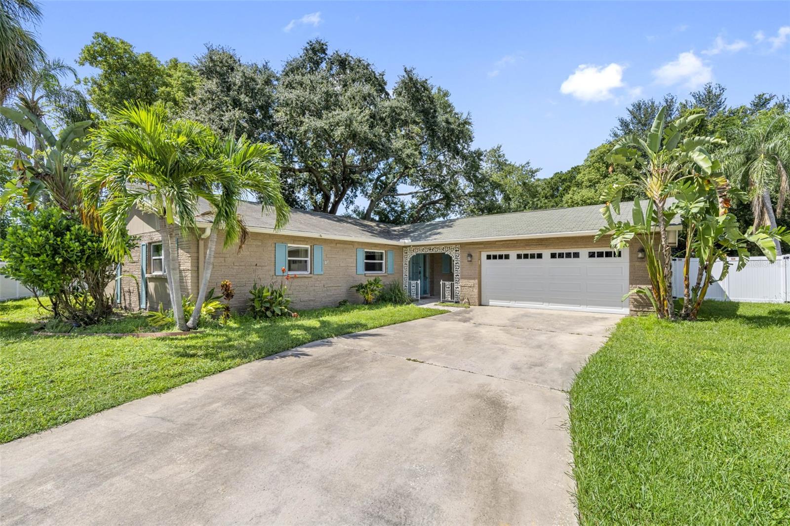 Available August 1, 2025. This 4 bedroom, 2 bath is in the peaceful Baycrest neighborhood on a cul-de-sac. The home features a pool. The beautiful terrazzo floor sparkles throughout the house and is easy to clean. The kitchen is highlighted by upgraded, new, appliances and quartz countertops, with a quiet dishwasher and garbage disposal. Master bathroom has spa-like shower head. Boat ramp access with the private pool is a center for relaxing or entertainment. Rent includes monthly lawn and weekly pool, and a two car garage access. Excellent location. Lots of storage. Washer & dryer provided.