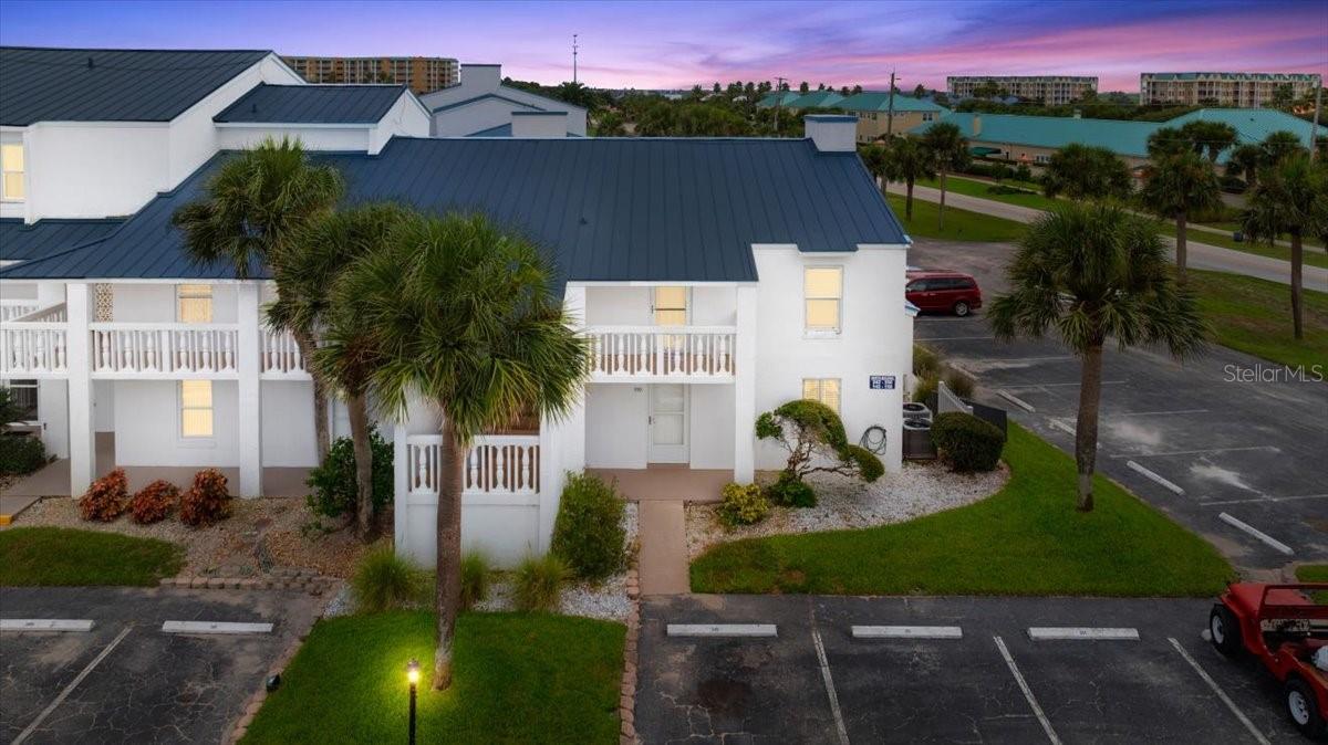 FIRST STORY access/convenience. No need to climb two flights of concrete stairs with groceries; enjoy a seamless walk from car door to front door. Just steps from the pristine white sands and gentle surf, this charming condo offers the perfect blend of comfort and coastal lifestyle. Featuring 2 spacious bedrooms and 2 bathrooms, SINGLE STORY, the thoughtfully designed layout makes everyday living and entertaining a breeze. The open-concept kitchen flows effortlessly into the living and dining areas, creating a bright, welcoming space filled with natural light. Sliding glass doors lead to a private balcony overlooking the lush courtyard and sparkling community pool — an ideal spot to relax and unwind. For the avid pickleball player, courts are within walking distance, along with basketball and playground amenities. Laundry room is in-suite for your convenience, not steps away. You'll also find two convenient storage closets for added functionality.
Both bedrooms offer generous space and private en-suite bathrooms, including one with a walk-in shower. Located just 1.5 miles from the historic Ponce Inlet Lighthouse, this home places you near some of the area's top attractions from scenic beach access and public amenities to great local dining and pet-friendly beaches. Whether you're looking for a weekend escape or a full-time residence, this condo is your gateway to beachside living at its finest.