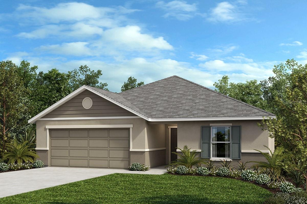 This stunning, single-story home showcases an open floor plan with volume ceilings and beautiful tile flooring. The well-appointed kitchen boasts a spacious island, 36-in. upper cabinets, granite countertops, a Kohler® undermount sink, a Moen® chrome faucet and Whirlpool® stainless steel appliances. Relax in the primary suite, which features a walk-in closet and connecting bath that offers a dual-sink vanity, linen closet and walk-in shower with tile surround. The covered back patio provides the ideal setting for outdoor entertaining and leisure.
