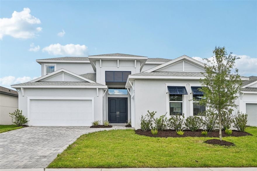 Welcome to 8324 Golden Beach Court, a spacious two-story home in the desirable Seaire community of Parrish, Florida. This brand-new Hawk floor plan offers over 3,500 square feet of thoughtfully designed living space with five bedrooms and three and a half bathrooms. The open-concept layout provides generous areas for everyday living and entertaining. The kitchen features an expansive island with seating, premium cabinetry, abundant counter space, and two built-in ovens. Bright dining and family areas flow together to create an inviting space for gathering. Luxury vinyl plank flooring extends throughout the first floor, stairs, and upstairs hallway, combining style and durability. A versatile upstairs loft offers flexible space for a playroom, media area, or home office. The private primary suite includes a large walk-in closet and a spa-inspired bathroom with dual vanities and a walk-in shower. Four additional bedrooms provide ample space for family, guests, or hobbies, with convenient access to full bathrooms. A beautifully landscaped yard offers room for outdoor dining or relaxation, and the three-car garage provides plenty of parking and storage options. With its modern design, upgraded finishes, and flexible layout, 8324 Golden Beach Court is ready to welcome its first owners in one of Parrish’s most sought-after new communities.