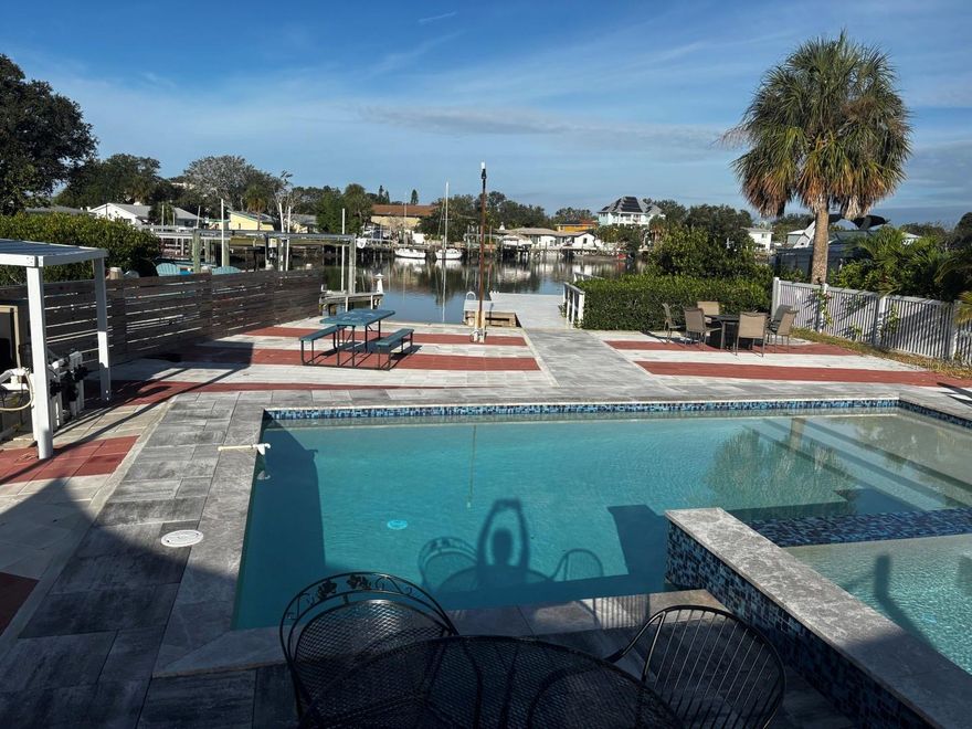 Almost 1/3 of an acre on the Intracoastal! This fully renovated waterfront property features 4 bedrooms, 3 baths, feature brand new sparkling pool with heated spa, remodeled kitchen with stainless steel appliances, renovated bathrooms and bedrooms.  The property is located near the end of a cul-de-sac street. Nestled along 40 feet of serene waterfront, this property invites you to transform it into your waterfront haven. Already enhanced with a range of notable updates, including recent PGT impact windows, new roof a composite dock installed in 2021, and an A/C system added in 2021, this home prioritizes your comfort and modern convenience. Yet, the appeal of this property doesn't stop there. 

This property is fully furnished and ready for AirBnB. Indian Rocks Beach is one of the few communities allowing short term rental without limitation so you can turn this into an income producing property.Enjoy launching your kayaks or paddle boards and go fishing from the newer composite dock! This golf-cart friendly community offers a myriad of amenities to support an active lifestyle.  Less than 10 minute walk to miles of sandy beaches along the Gulf of Mexico and Kolb Park featuring tennis/pickleball courts, a basketball court, skate park, playground and softball/baseball field home to West Pinellas Little League. Also close to many fabulous restaurants and shops and a short drive to International Tampa Airport, St. Pete and Tampa. This residence places your dream lifestyle within easy reach. Whether you seek a tranquil escape or an active beachside retreat, this home offers limitless potential to create the perfect sanctuary. Make this waterfront property your own and turn your dreams into a reality!