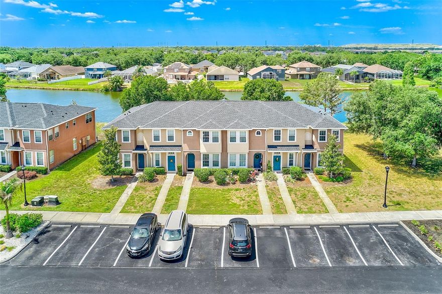 Welcome to this beautifully maintained end-unit townhome in the desirable Oak Creek community, ideally positioned at the front of the neighborhood for easy in-and-out access and everyday convenience. Set on a premium pond-view lot, this home offers a peaceful setting with tranquil water views, frequent visits from ducks and wildlife, and a sense of privacy that’s hard to find.
Inside, the home is light and bright with windows on multiple sides, allowing natural light to pour in throughout the day. The main living area features a functional open layout, seamlessly connecting the living and dining spaces to the kitchen, which includes a breakfast bar and under-cabinet lighting for added warmth and ambiance. Sliding glass doors lead out to a screened-in lanai—an ideal spot to relax, enjoy the water views, and unwind while taking in the natural surroundings.
Upstairs, the split-bedroom floor plan offers two spacious bedrooms, each with its own full bathroom and walk-in closet. The primary suite is a true highlight, where the orientation of the building creates stunning sunset views over the water and a uniquely private feel, with no direct sightlines to neighboring units—making it feel like your own personal retreat.
Additional features include a convenient upstairs laundry closet, two reserved parking spaces directly in front of the home, and hurricane shutters for added peace of mind. The home has been very well cared for and is move-in ready.
Residents of Oak Creek enjoy access to a community pool just a short walk away, as well as a larger clubhouse facility nearby featuring a fitness center, resort-style pool, and splash area. HOA fees include water, sewer, trash, and WiFi, adding even more value.
The location offers excellent connectivity with multiple routes for getting around, making commutes to Tampa, I-75, and surrounding areas simple while helping you avoid heavy traffic when needed.