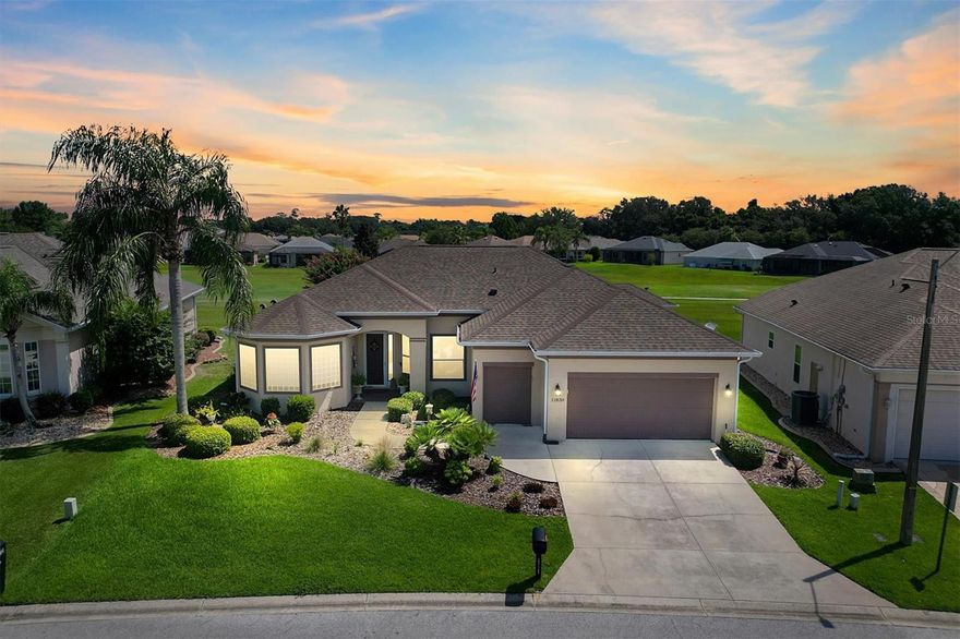 STONECREST 55+GATED GOLF COURSE COMMUNITY WITH ALL THE AMMENITIES AND 4 POOLS. THIS STUNNING CUSTOMIZED SAN MARCO MODEL IS LOCATED ON THE 3RD HOLE OF THE CHAMPIONSHIP GOLF COURSE! AS YOU ENTER THE FRONT DOOR YOU HAVE A GREAT VIEW TO THE GOLF COURSE & ARE GREETED WITH THE FORMAL DINING AREA, FORMAL SITTING AREA AND 12’ CEILINGS WITH CROWN MOLDING. THE REST OF THE HOME GRADUATES TO 10 FT CEILINGS.  YOU CAN ENTER THE LANAI THROUGH THE FRENCH DOORS FROM THE FORMAL SITTING ROOM. THE FLORIDA ROOM IS ENCLOSED WITH GLASS WINDOWS & A MITSUBISHI MINI SPLIT PROVIDING AN ADDITIONAL  500 SQ FT OF LIVING SPACE UNDER HEAT & AIR. THE FLOOR IS A STUNNING RIVER ROCK. THERE IS ALSO AN ENTRY FROM THE FAMILY ROOM MAKING THIS HOME IDEAL FOR ENTERTAINING. THE SPACIOUS KITCHEN ALSO HAS AN EATING AREA, GRANITE COUNTERTOPS WITH ABOVE AND BELOW LIGHTING ON THE 42” CABINETS, KITCHEN ISLAND, STAINLESS-STEEL APPLIANCES AND DUAL PANTRY CLOSETS.  THE FLOORING THROUGHOUT THE HOME HAS BEAUTIFUL HIGH GLOSS LAMINATE IN THE LIVING AREAS AND TILE IN ALL OF THE WET AREAS. IT IS PERFECT FOR THOSE SEARCHING FOR A 3 BEDROOM/ 3 BATHROOM HOME. THE MASTER SUITE HAS A SITTING AREA, TWO WALK IN CLOSETS & PLANTATION SHUTTERS. THE MASTER BATHROOM HAS A WALK IN SHOWER AND TWO VANITIES ALONG WITH A GREAT SIZED SOAKING TUB & SEPARATED TOILET CLOSET. ON THE OTHER SIDE OF THE KITCHEN THE 2ND BEDROOM IS SET UP PERFECTLY FOR A MOTHER-IN-LAW OR GUEST QUARTERS’ ARRANGEMENT AS IT HAS ITS OWN FULL BATH.  THE THIRD BEDROOM IS BEYOND THE FAMILY ROOM WHERE YOU WILL FIND A MURPHY BED WITH A CRAFT DESK, A BUILT IN CLOSET WITH A FLOOR SAFE & ANOTHER FULL BATH. THE LAUNDRY ROOM IS LOCATED JUST INSIDE THE HOME FROM THE GARAGE WITH AMPLE CABINETS AND A COUNTER SPACE.   THE TWO CAR GARAGE AND GOLF CRT GARAGE ARE SPACIOUS AND DEEP (28 X 23.5). THE GARAGE HAS A WHOLE HOUSE WATER FILTRATION SYSTEM, SINK AND STORAGE RACKS AND PULL- DOWN STAIRS FOR EASY ACCESS TO THE ATTIC. CALL TODAY TO SCHEDULE AN APPOINTMENT FOR YOUR FOREVER HOME!  ROOF 2023; HVAC 2024; MINI-SPLIT 2023