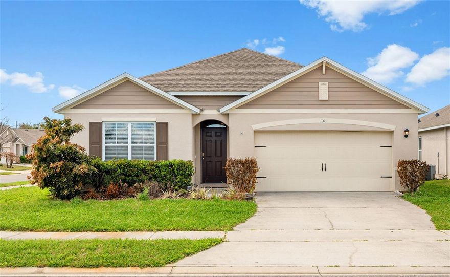 Built in 2020 and designed with a popular OPEN CONCEPT floor plan, this light and bright 4-bedroom, 2-bath single story home in Cadence at Parc Hill is MOVE-IN READY and perfectly positioned on a desirable CORNER LOT! With all major systems still young and in great condition, you can enjoy peace of mind along with a stylish, modern interior. Step inside to TILE FLOORING throughout the main living areas, ceiling fans installed in every bedroom, and a spacious layout with 3-WAY SPLIT BEDROOMS that offers both comfort and privacy. The heart of the home is the modern kitchen, featuring a fresh color palette with gray cabinetry, complementary granite countertops, STAINLESS STEEL APPLIANCES, pantry storage, and a large ISLAND with bar seating, all open to the living and dining areas – ideal for everyday living or for those who love to entertain. Situated at the back of the home for added privacy, your PRIMARY SUITE offers a relaxing retreat with a WALK-IN CLOSET and private en-suite bath. Three additional bedrooms are thoughtfully positioned across the home, providing flexibility for guests, family, or a home office. Sliding glass doors lead to SCREENED LANAI overlooking the FENCED BACKYARD, where a paver patio creates the perfect outdoor space for grilling, relaxing, or hosting friends. Located in the welcoming Cadence at Parc Hill community, residents enjoy access to community amenities including a POOL & PLAYGROUND, while the convenient Orange City location offers quick access to S. Volusia Avenue, Veterans Memorial Parkway, and I-4 for easy commuting. You are also just minutes from shopping, dining, state parks, and Lake Monroe, putting outdoor recreation and everyday conveniences within easy reach. Call today to schedule a tour and let us say WELCOME HOME!