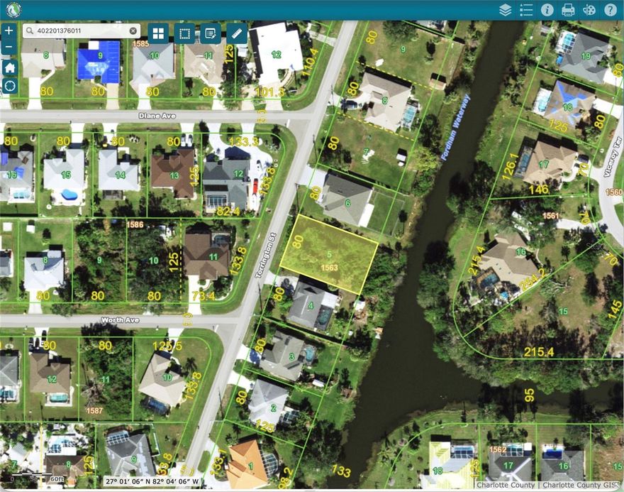 Waterfront living on a freshwater canal in sought-after Section 15! Standard 80’ x 125’ (˜10,000 sf) homesite under RSF3.5 zoning with paved road and established neighbors. Public water & sewer available at street (buyer to verify service points and connection/capacity fees). Quick access to Veterans Blvd, Kings Hwy & I-75, shopping and dining. Flood Zone AE per County—buyer to verify flood details/BFE with FEMA. No HOA. Build now or hold as an investment. Buyer to verify all measurements, setbacks, utilities and any impact fees.   ?