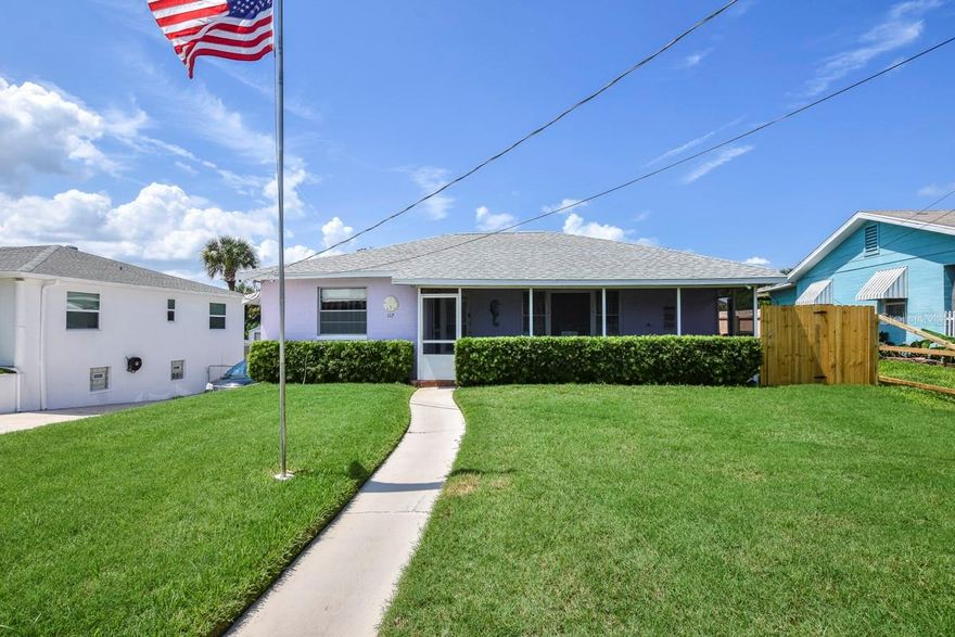 Charming beachside beauty! This solid concrete block, move-in ready home sits only 7 houses from the beach approach in beautiful Daytona Beach Shores. With 3 bedrooms, 1 bath, a formal living room, an oversized den with wood burning fireplace, and an 1,167 sq. ft dry basement with plumbing already installed for a full bath, this home offers plenty of room to grow for a young family, the perfect living and workshop space for a craftsman, or provides the perfect space for motorcycle enthusiasts or collectors to store their prizes! Features include true hardwood floors, updated kitchen countertops, stainless steel range and refrigerator, recessed LED lights in the living room and kitchen, and a HUGE screened patio to catch the ocean breezes. A massive privacy-fenced back yard and room for all the toys (boat, RV, pool, and even the perfect tree for climbing), your family will enjoy this home for many years to come! Conveniently located near shopping, restaurants, schools and all the entertainment Daytona Beach has to offer. This is a unique home that must be seen to appreciate the pride of ownership--only 3 owners over 70 years! Schedule your private showing today ;Water: City