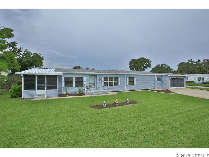 DOUBLE car garage with screen & two entrances...a RARE find in Edgewater Landing,  Large corner lot with extra wide driveway.  Spacious open flowing floor plan with oversized master walk in closet.  Vinyl window screened porch with inside and outside entrance.  Termite bond.  Fully furnished and move in ready.  Don't miss this one.  Edgewater Landing is a riverfront community with loads of activities.  Just a few amenities:  resident boat intracoastal access, intracoastal fishing pier, heated pool, screened hot tub, fitness center, ceramics with kiln, tennis, bocci and entertainment committee.  Perfect setting for an active Florida retirement lifestyle.  Resort living every day! ;Water: City