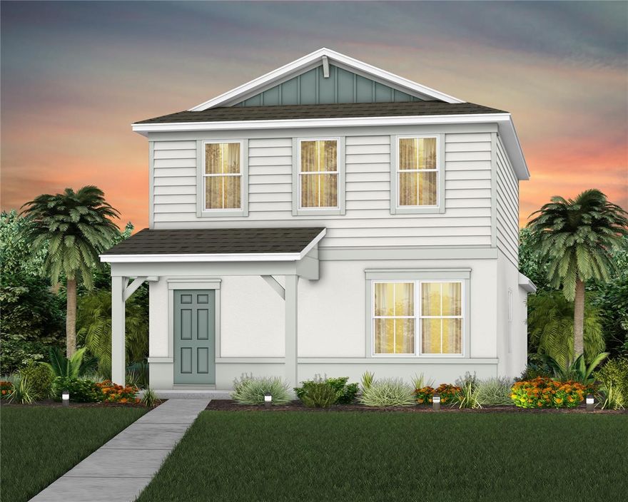 Discover Silverleaf Oaks in Winter Garden! This new home community will feature a collection of single-family and townhomes in desirable Horizon West. Located in the heart of Orlando’s attractions, residents will enjoy an array of amenities, including a resort-style pool, cabana, and playground – without a CDD. Plus, minutes to shopping, dining, and entertaining!
Introducing the Benton bungalow by Pulte, a brand-new home that combines modern design and ultimate comfort. Featuring our Coastal exterior and located on a corner homesite, this home includes 3 spacious bedrooms, 2 full bathrooms, a powder room, and a 2-car rear-load attached garage. The heart of the home is the open-concept kitchen, café, and gathering room, all bathed in natural light. This inviting space is perfect for both everyday living and entertaining. The kitchen boasts a large center island, a convenient storage pantry, and top-of-the-line Whirlpool stainless steel appliances—including a vented microwave. White cabinetry, decorative tile backsplash, and quartz countertops complete the sophisticated look. For added convenience, the first floor includes a powder room and coat closet. Upstairs, you’ll find the private owner’s suite, two additional bedrooms, a second full bathroom, and the laundry room. The owner’s suite is a true retreat, featuring a walk-in closet and a luxurious en suite bathroom with a frameless glass-enclosed shower, quartz-topped dual vanity, and linen closet. Throughout the first floor, enjoy the beauty of Wood-Look Luxury Vinyl Plank flooring, while tile enhances the laundry room and bathrooms. Plush, stain-resistant Shaw carpet covers the stairs and bedrooms, adding comfort and style. Smart home features include a smart thermostat, a video doorbell, and LED downlights—ensuring your home is as connected as it is stunning. This new construction home perfectly blends luxury, convenience, and modern design, making it the ideal place to live and unwind.