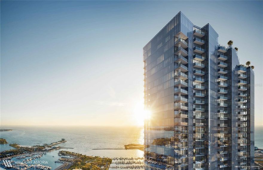 Pre-Construction. To be built. Rooted in the rich legacy of the Waldorf Astoria brand and inspired by the vibrant spirit of St. Petersburg, the extraordinary Waldorf Astoria Residences St. Petersburg will celebrate a blend of timeless elegance with the essence of Florida’s iconic waterfront lifestyle. Here, each residence brings the essence of waterfront living inside through meticulous craftsmanship and intentionally refined details. Expansive terraces capture glimmering bay views, while acclaimed interior design firm BAMO curates a retreat that truly embodies the pinnacle of modern luxury and effortless coastal sophistication. As an iconic brand synonymous with timeless luxury rooted in elegant service, Waldorf Astoria delivers a personalized living experience like no other to St Petersburg. The world-renowned Waldorf Astoria Service is curated with attention to detail and thoughtfulness, creating unforgettable moments like no other. From the iconic Peacock Alley to the unmatched resort-style amenity deck, featuring dual infinity pools and lounge areas, as well as a thoughtfully curated Wellness Spa, each space is designed to offer exceptional experiences that create unique, unforgettable moments. Inside this 2-bedroom, 2.5 bathroom residence, with 2,031 sqft, you will find expansive, panoramic bay and cityscape views through floor-to-ceiling windows. The gourmet kitchen boasts fully integrated Sub-Zero and Wolf appliances, natural stone countertops and backsplashes, and custom Italian cabinetry. The primary suite offers a spacious retreat with floor-to-ceiling windows, a custom built-out closet, a spa-inspired en-suite bath with Waterworks plumbing fixtures. The private balcony provides breathtaking sunrises over the Bay with Eastern exposure in the main living areas. Located just minutes from the St. Petersburg Pier, the Dali Museum, and the area’s pristine white sand beaches, the Waldorf Astoria Residences St. Petersburg offers a rare blend of coastal beauty and cosmopolitan energy where a vibrant downtown meets world-class cultural experiences—and effortless global access enhances everyday living.