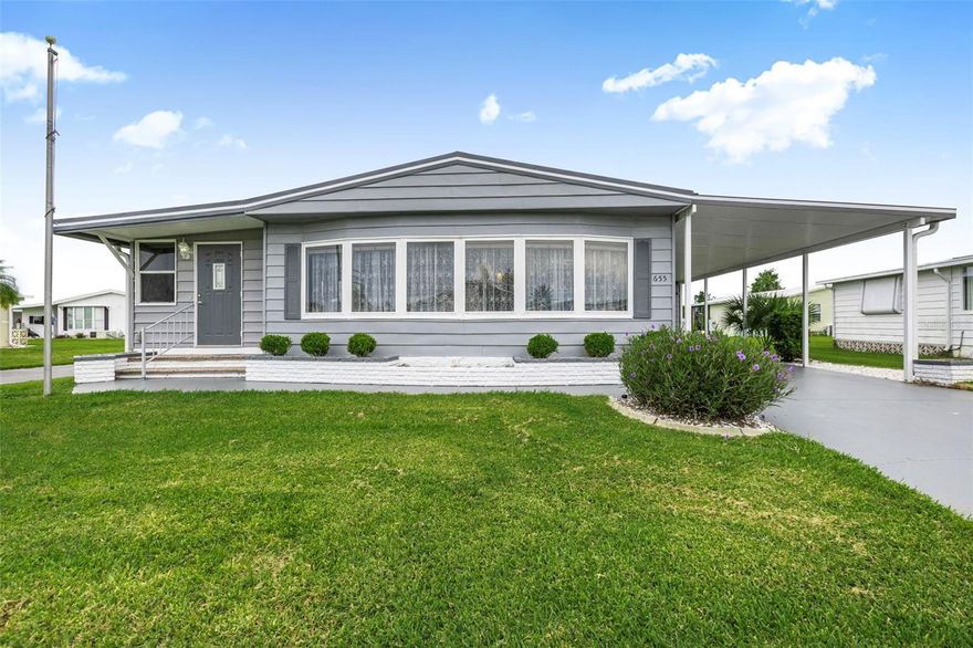 Charming two-bedroom, two-bathroom home situated on a spacious corner lot. The home features a newer side entry door. The kitchen boasts a tiled floor, ample cabinet and drawer space, a pantry, a disposal, a newer stove, and a dishwasher. There is a dining room adjacent to the kitchen, complete with a built-in hutch. The open concept layout connects the dining and living rooms. The living room is enhanced by new front windows and includes a pocket sliding door leading to a carpeted, insulated, heated, and cooled Florida room, which also has newer windows and a new front door. The guest bedroom features a walk-in closet and a built-in chest, providing access to the guest bathroom, which includes a linen closet, a tiled tub/shower, and a newer vanity. The primary bedroom offers two double closets and newer furniture, including an adjustable bed. The primary dressing area has a his-and-hers vanity with center drawers for extra storage. The primary bathroom includes a tiled walk-in shower, a linen closet, a storage chest, and a ceramic tile floor. Pergo flooring is installed over plywood in all rooms except the guest bedroom. Additional features include a standing seam metal roof, a new carport, and a vapor barrier. The Trane A/C unit is approximately 8 years old. The property also has an automatic sprinkler system and was repainted on the exterior in March 2024 and new vapor barrier in 2025. Access to the utility room from the long carport includes a deep sink, washer/dryer, workbench, tools, and storage. There is also a rear utility room housing a water heater and additional storage for gardening equipment.
La Casa offers the ultimate lifestyle on Florida’s Gulf Coast is located between Sarasota and Fort Myers and is a boaters dream with access to the Gulf of Mexico.  It is convenient for shopping, sightseeing, golfing, fishing, and boating, as well as all the culture and elegance the Southwest Florida area is noted for. Residents and visitors enjoy the warmth of Southwest Florida winters in a relaxed and unhurried environment far removed from the hustle of Florida’s east coast. You’ll be surrounded by hundreds of palms reaching for the sky and beautiful mature lush landscaping which demonstrates the utmost level of care our property receives from residents and management. La Casa may have the best pools in the area. Our extremely large, 40 X 60-foot swimming pool is our crown jewel and that is kept at a perfect 87 degrees. Our smaller 20 x 40 pool is quietly nestled between the clubhouse and the Activity Building. Both pools have adjacent hot tubs which are ideal for soaking muscles that are tired from golfing or tennis. Wireless Internet (Wi-Fi) is available at the Clubhouse, Activity Building, and Recreation Hall area where these pools & spas are located, so you can catch some rays while you catch up on your email! Sound enticing? La Casa is a friendly, family community. You will be away from the hustle and bustle except when you want to be part of it. When you leave our gates, North Port is only 1.5 miles from the city center, where you will find every kind of retail store and service you could need. Come for a visit to this self-contained oasis and see for yourself why La Casa is the ultimate destination for both snowbirds and year-round.